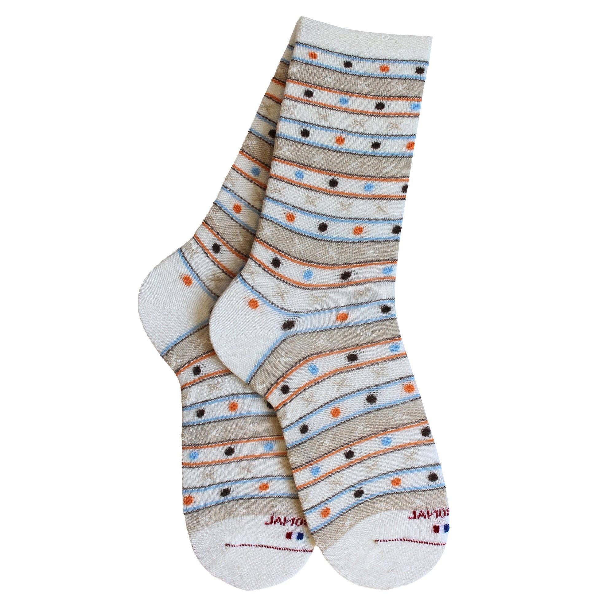 Chaussettes en lin Blanc - Rayures et pois