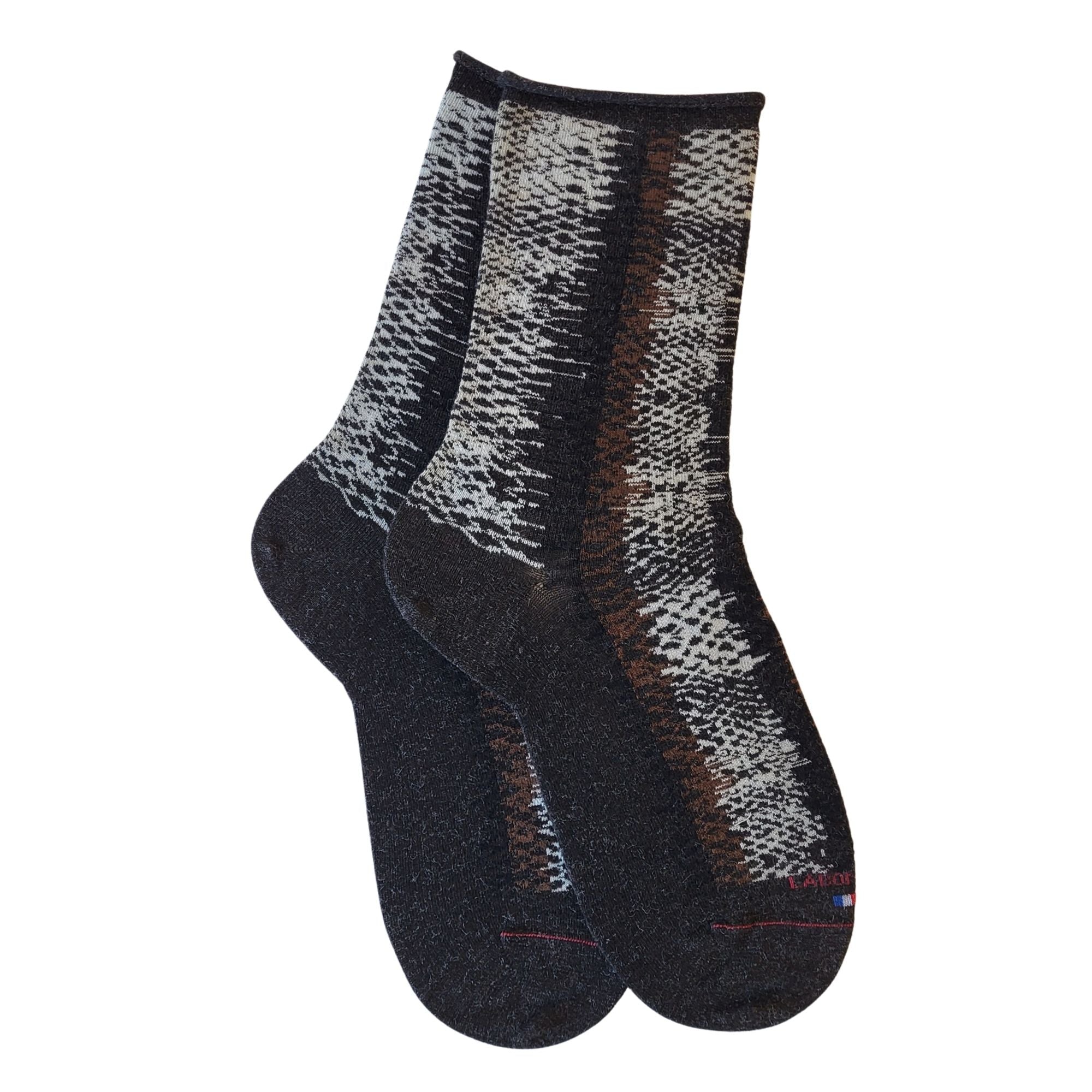 Chaussettes marron roulottée motif serpent