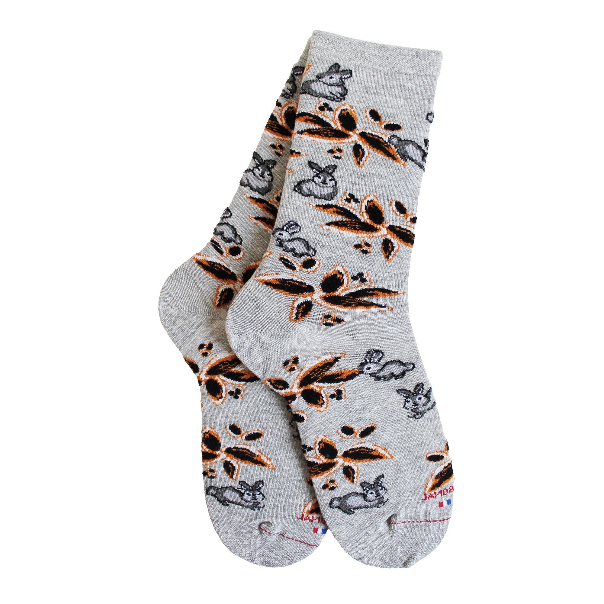 Chaussettes gris motif lapins