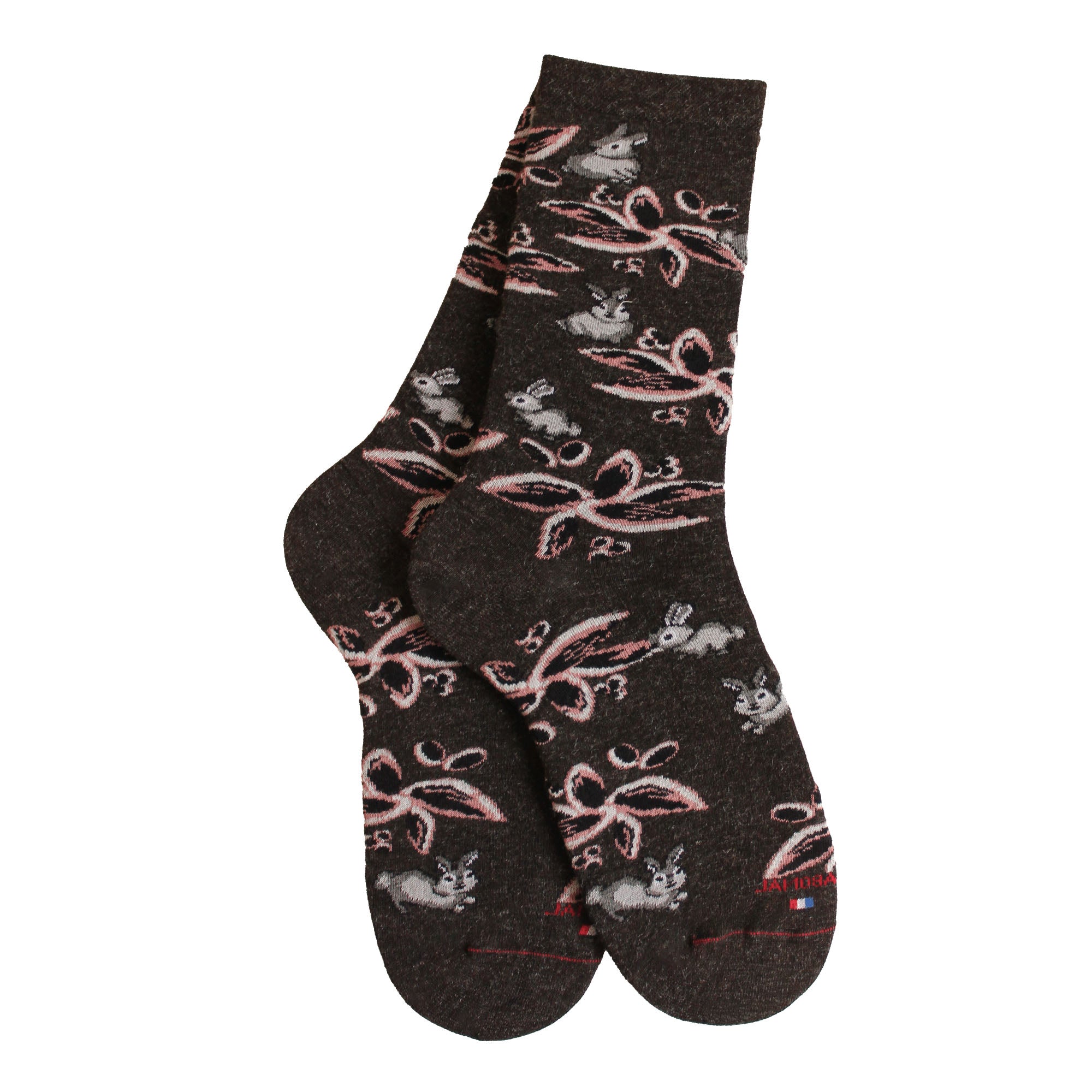 Chaussettes marron motif lapins