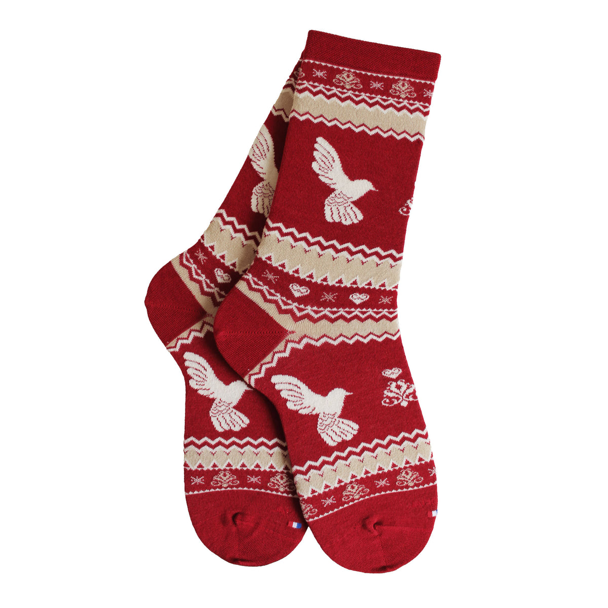 Chaussettes rouge motif oiseau