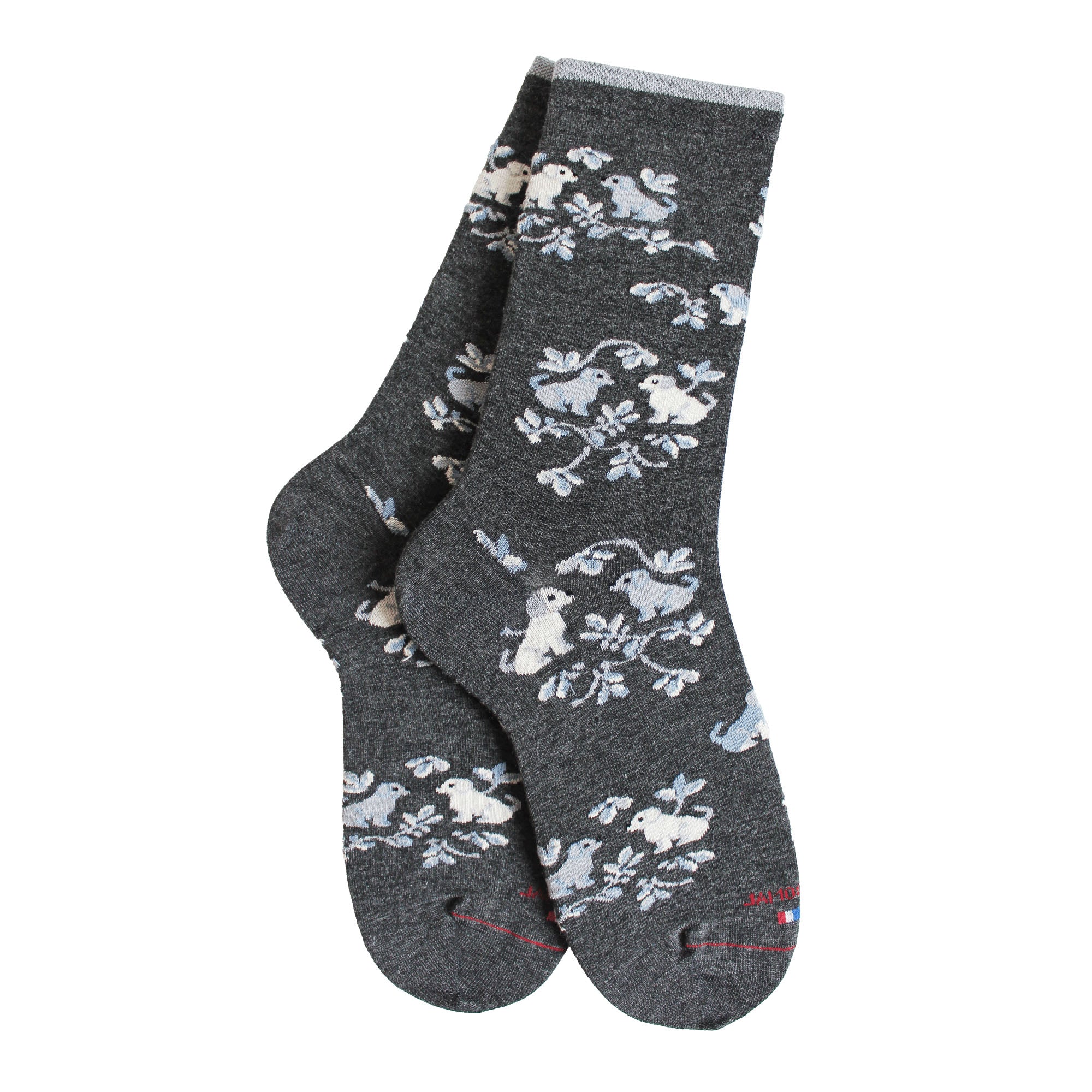 Chaussettes gris motif chiens