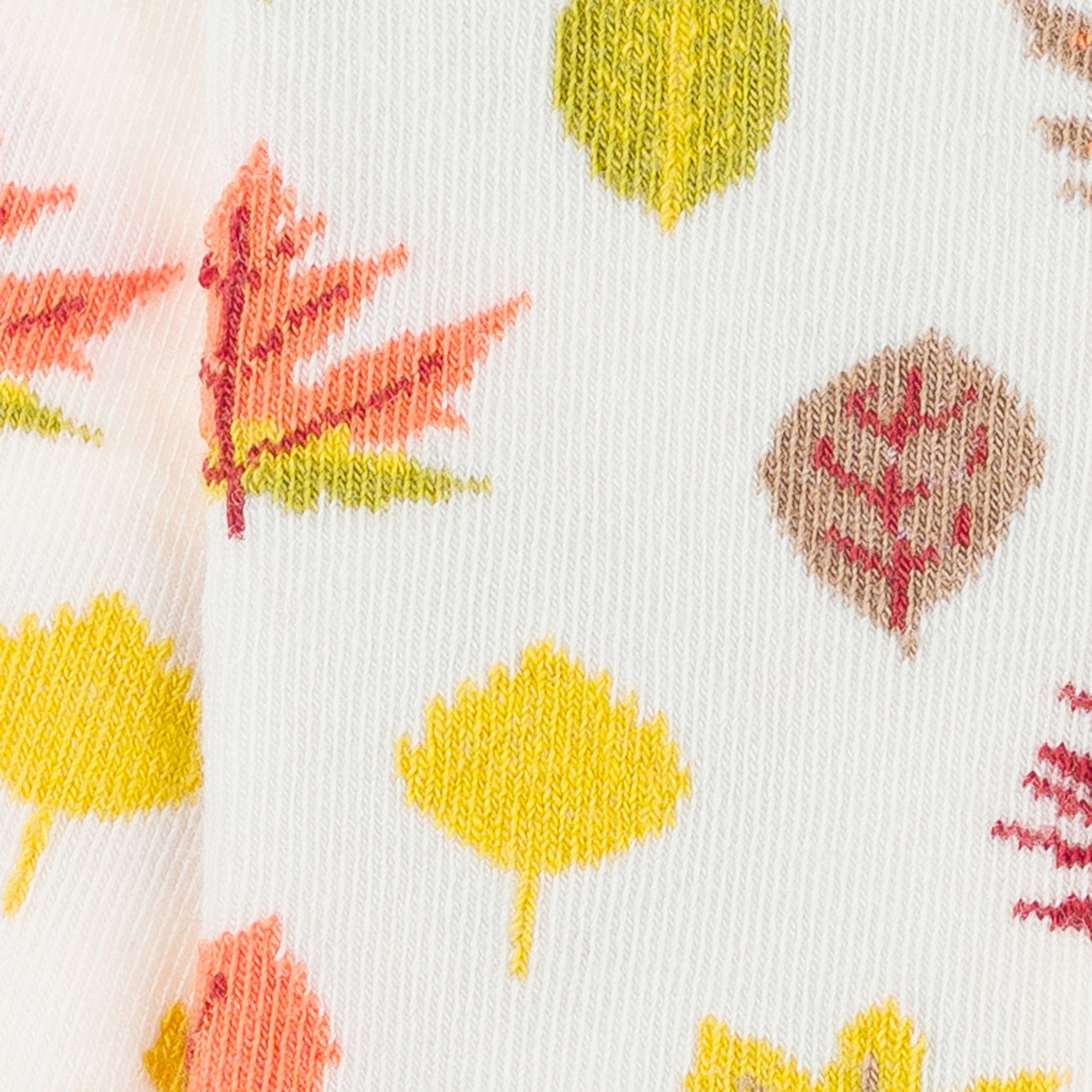 Chaussettes en laine mérinos Blanc - Motifs feuilles d'automne