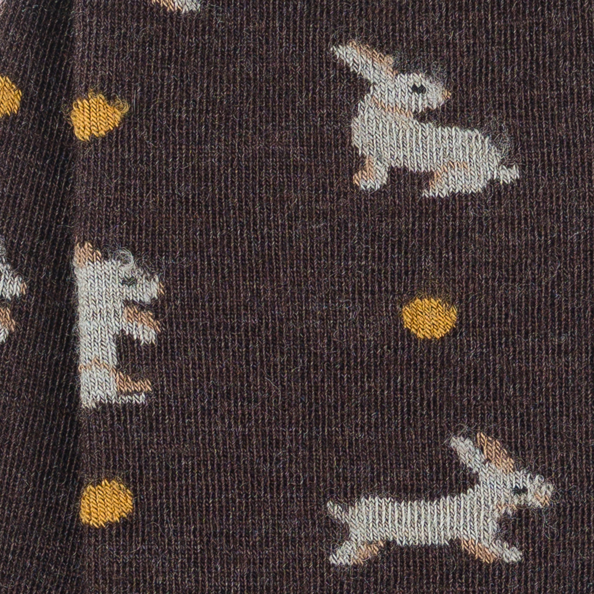 Chaussettes en laine mérinos Marron - Motifs semis lapins