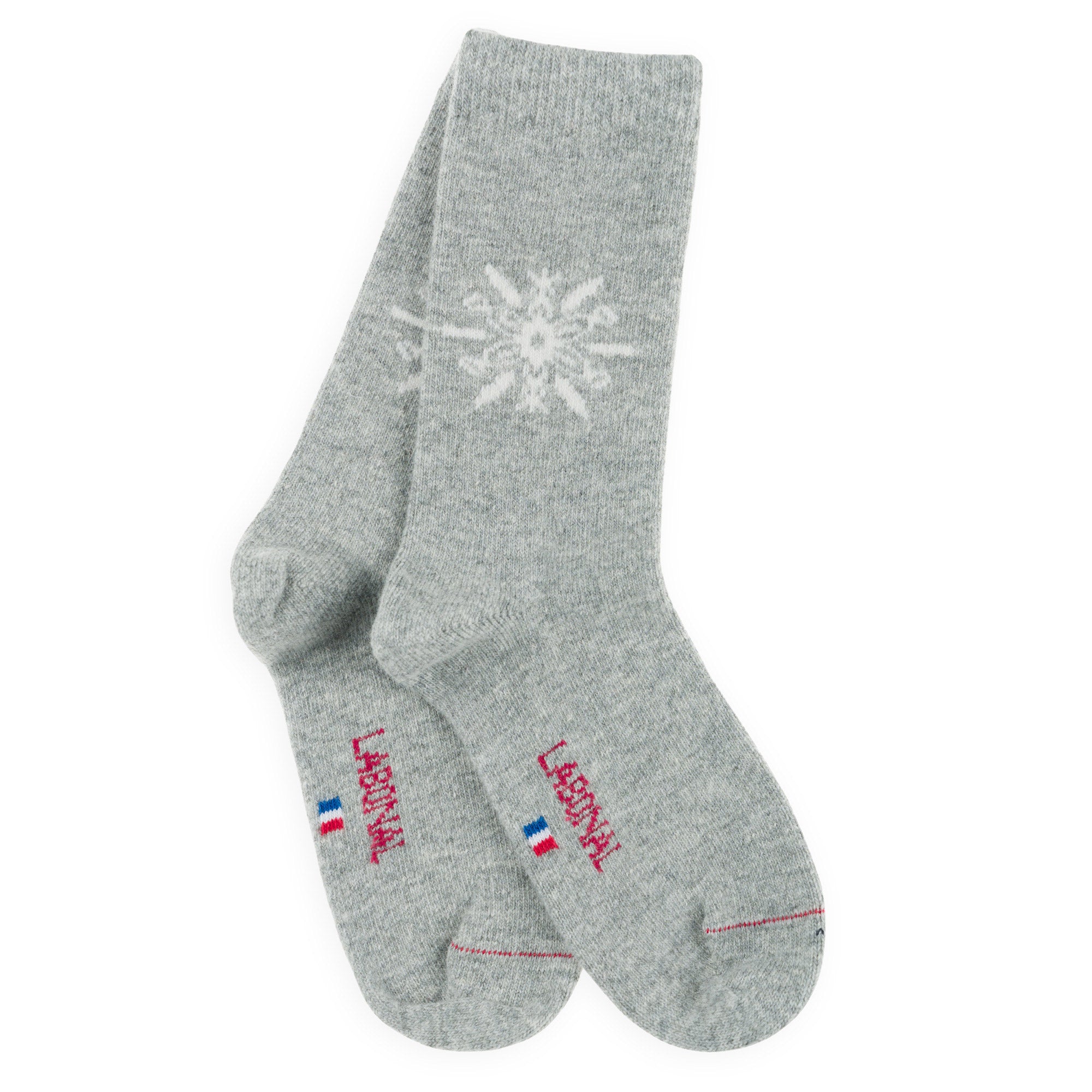 Chaussettes en laine et cachemire Gris - Motif flocon placé