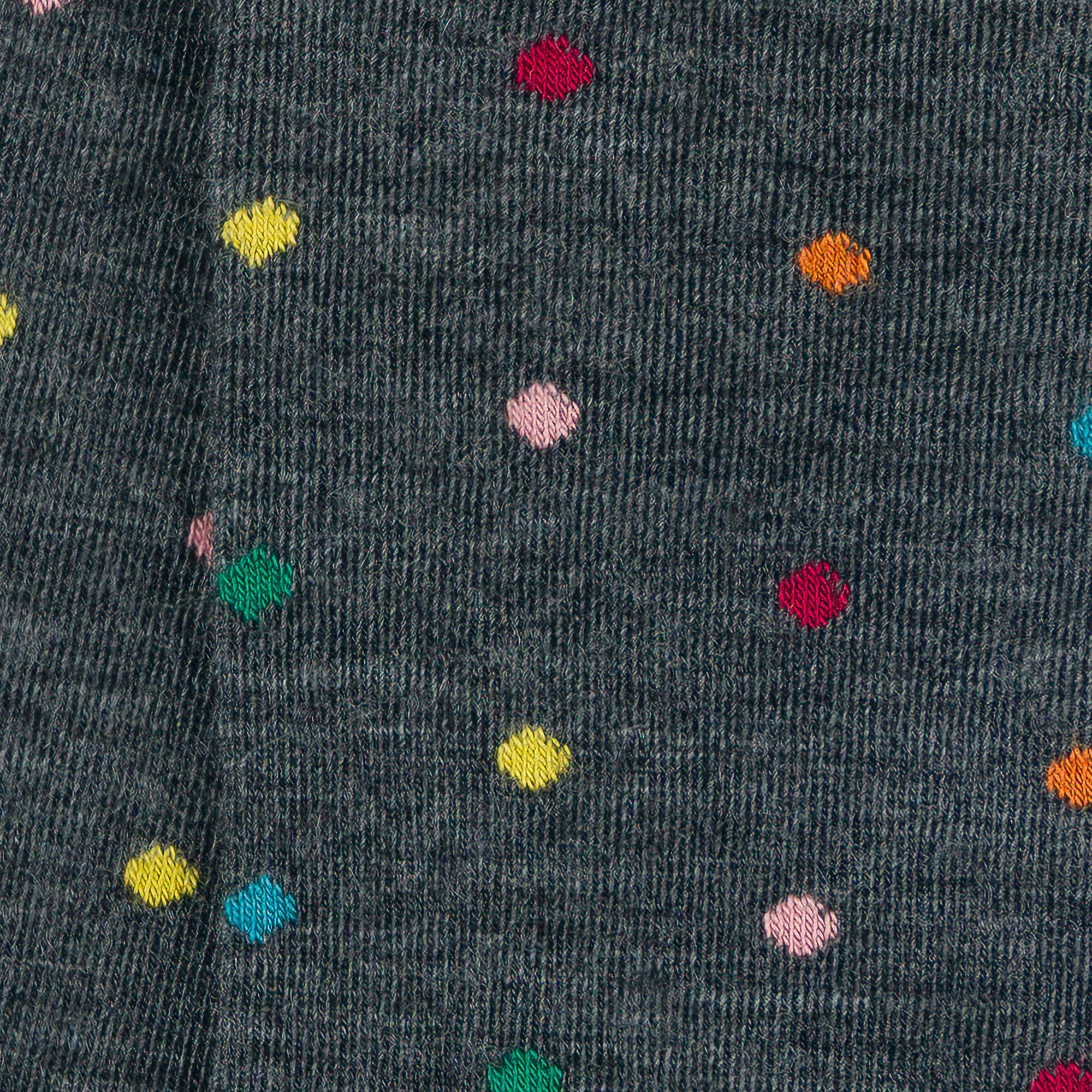 Chaussettes hautes en laine mérinos roulottées Anthracite - Motifs pois