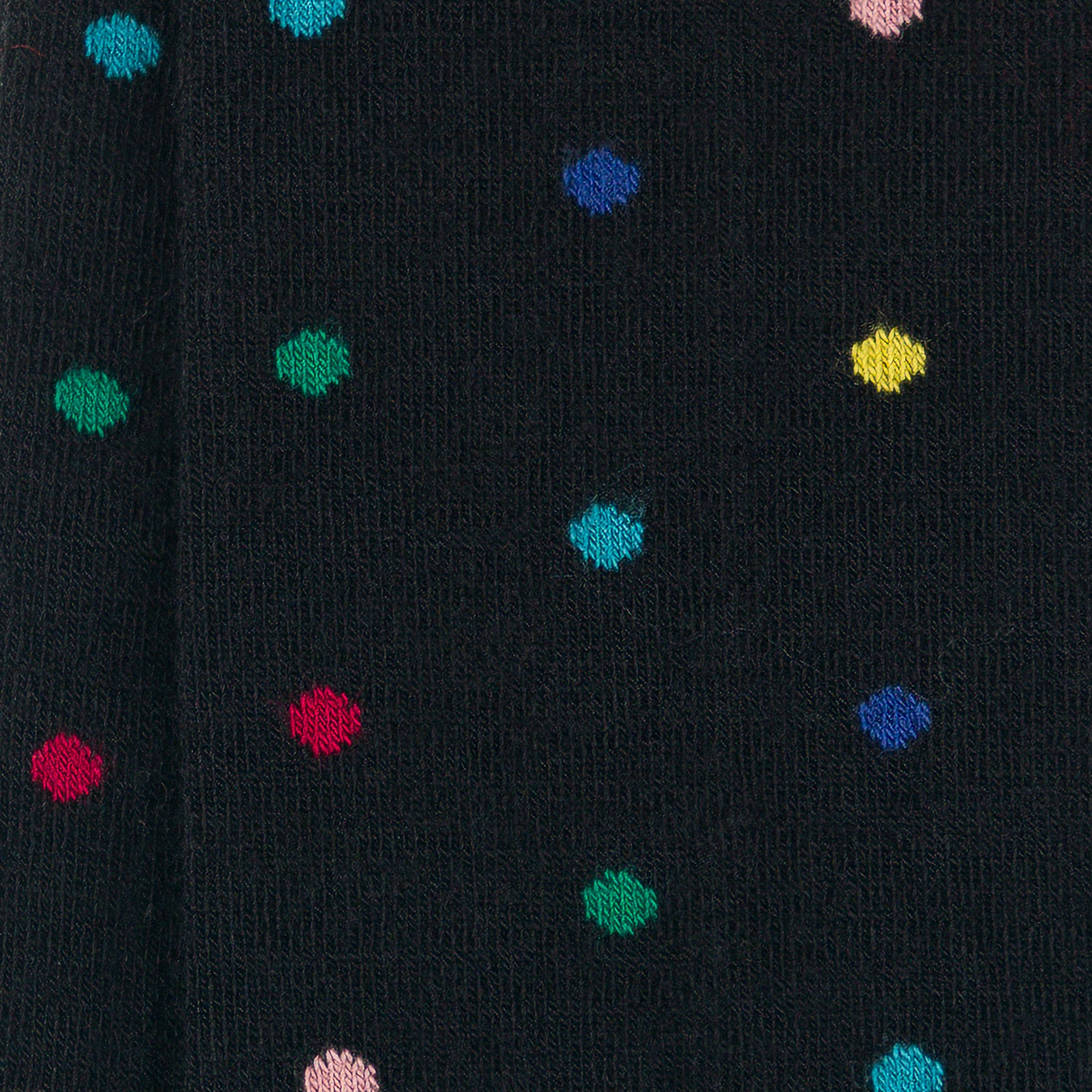 Chaussettes hautes en laine mérinos roulottées Noir - Motifs pois