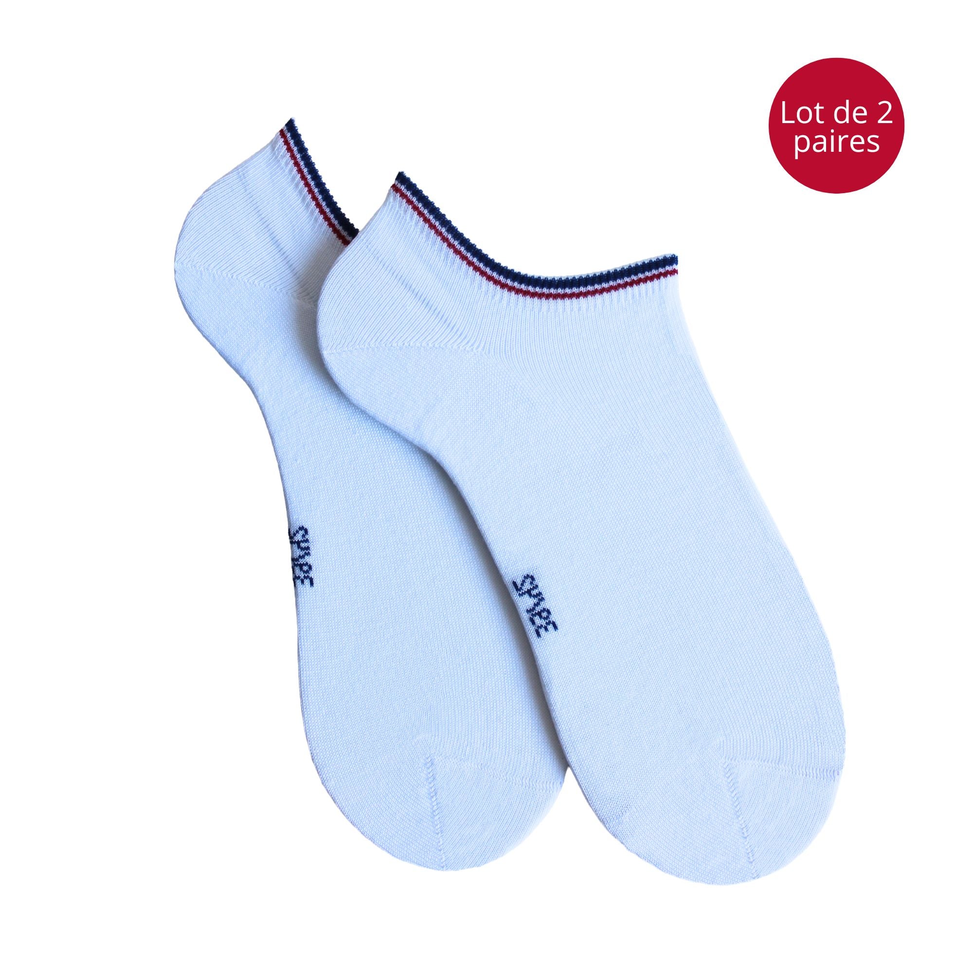 Lot de 2 Mini-socquettes coton bio blanc homme