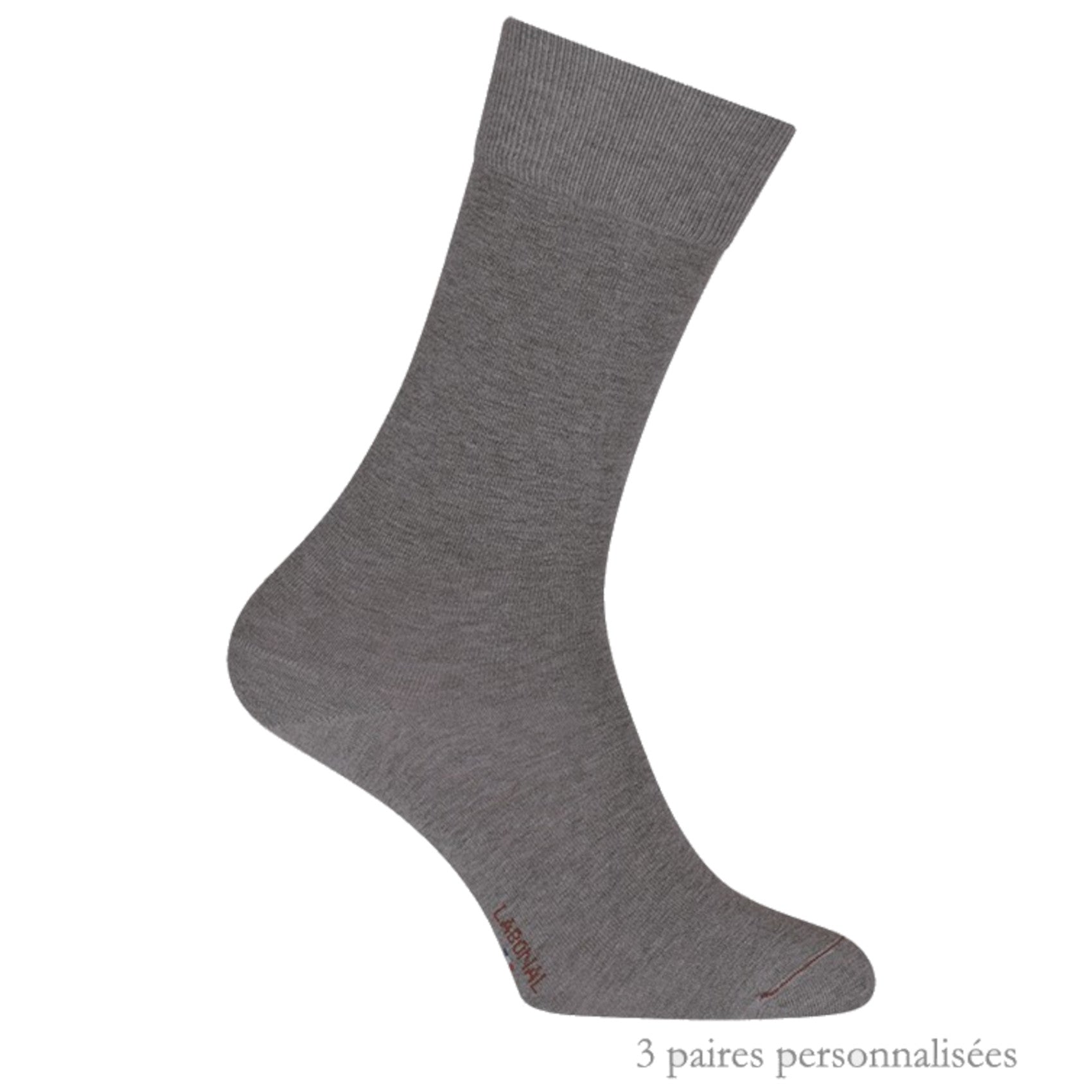 Coffret de Chaussettes Unies jersey personnalisées Coton Homme Gris