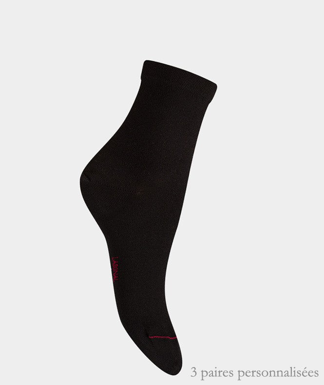 Coffret de Socquettes Unies jersey personnalisées Coton Femme Noir