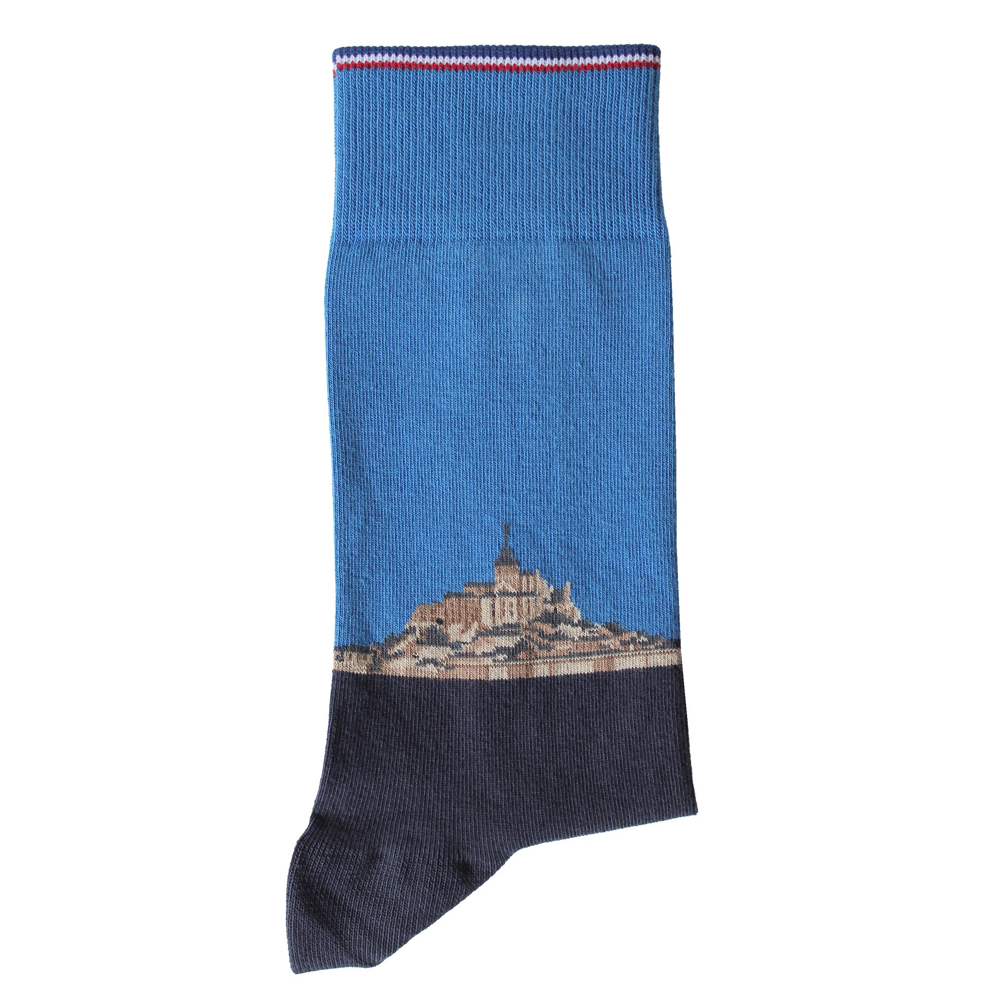 Chaussettes coton bleu Mont-Saint-Michel homme