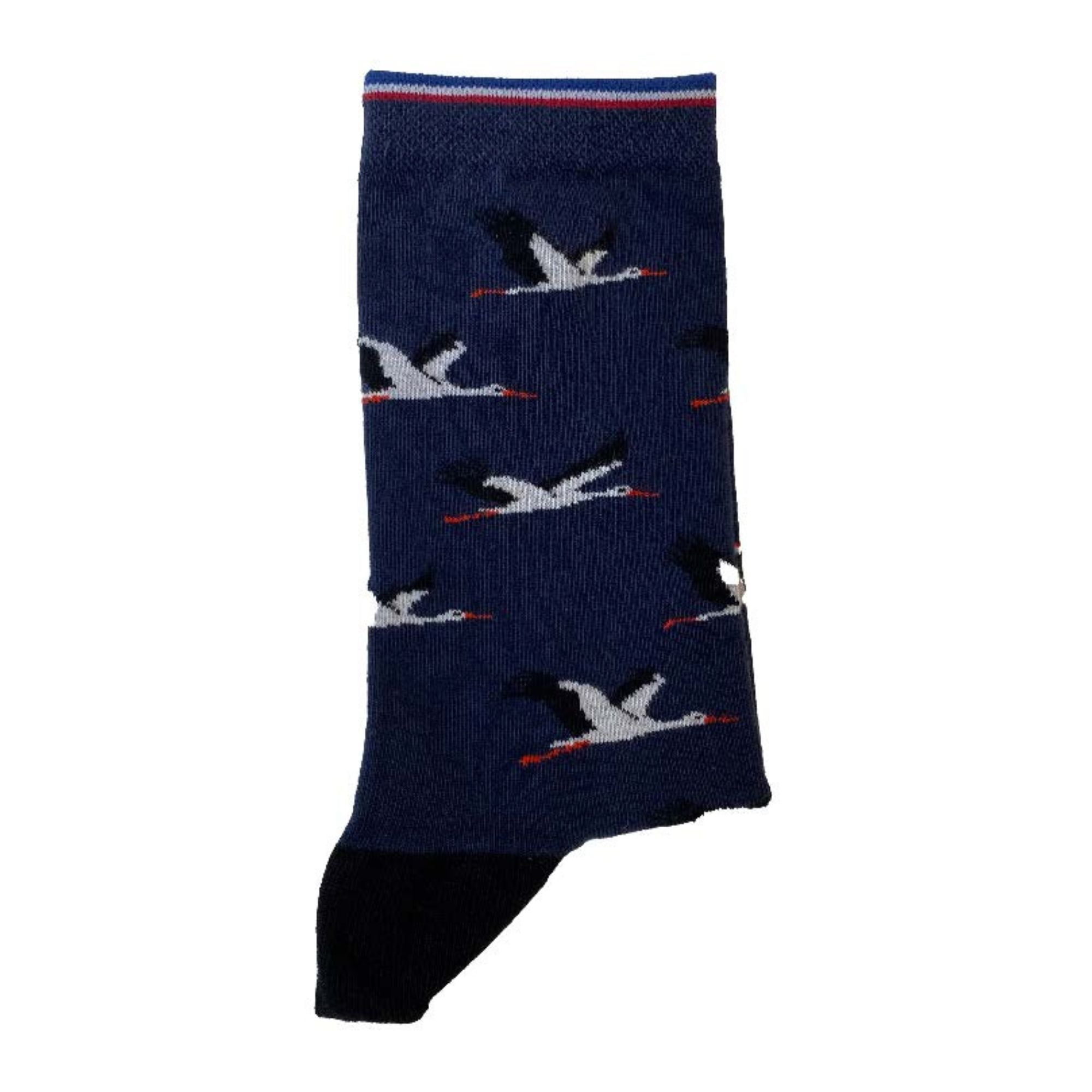 Mi-chaussettes marine cigognes femme