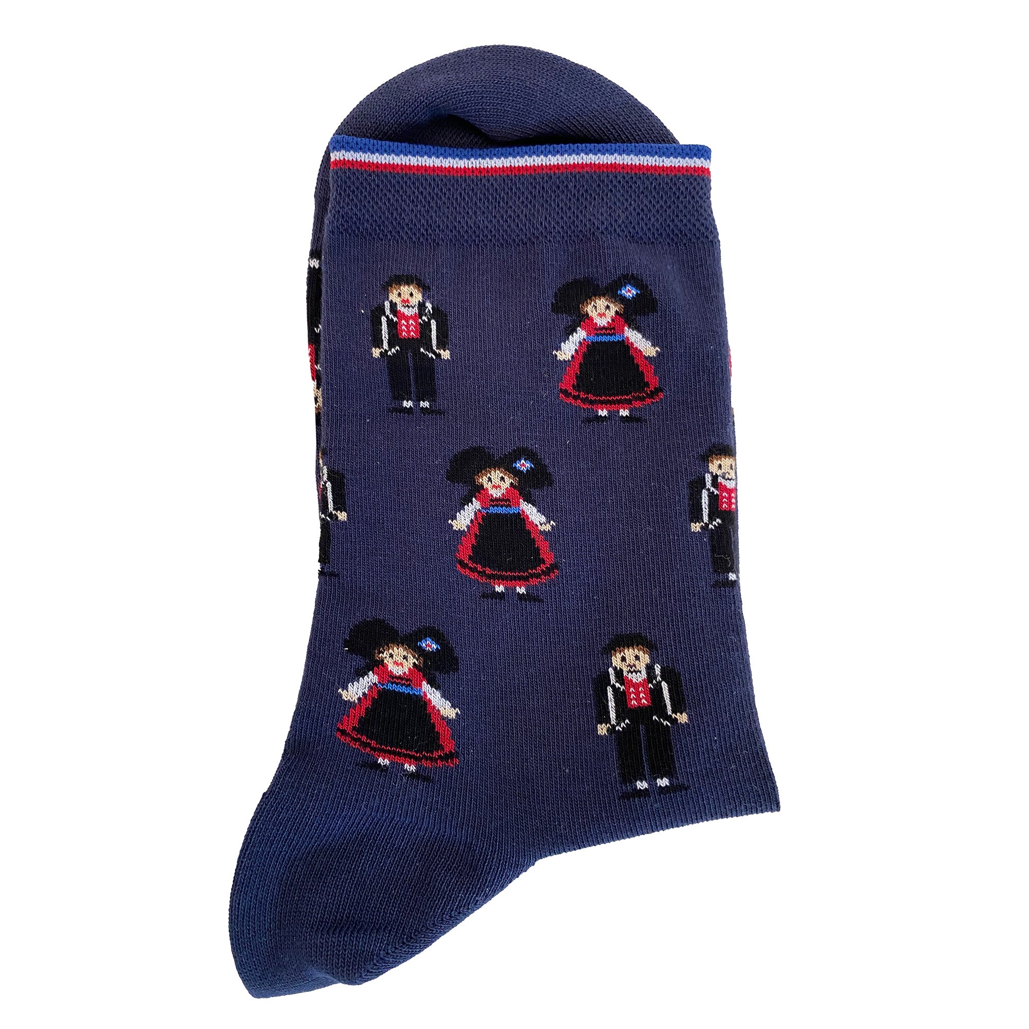 Mi-chaussettes bleu marine alsaciens femme