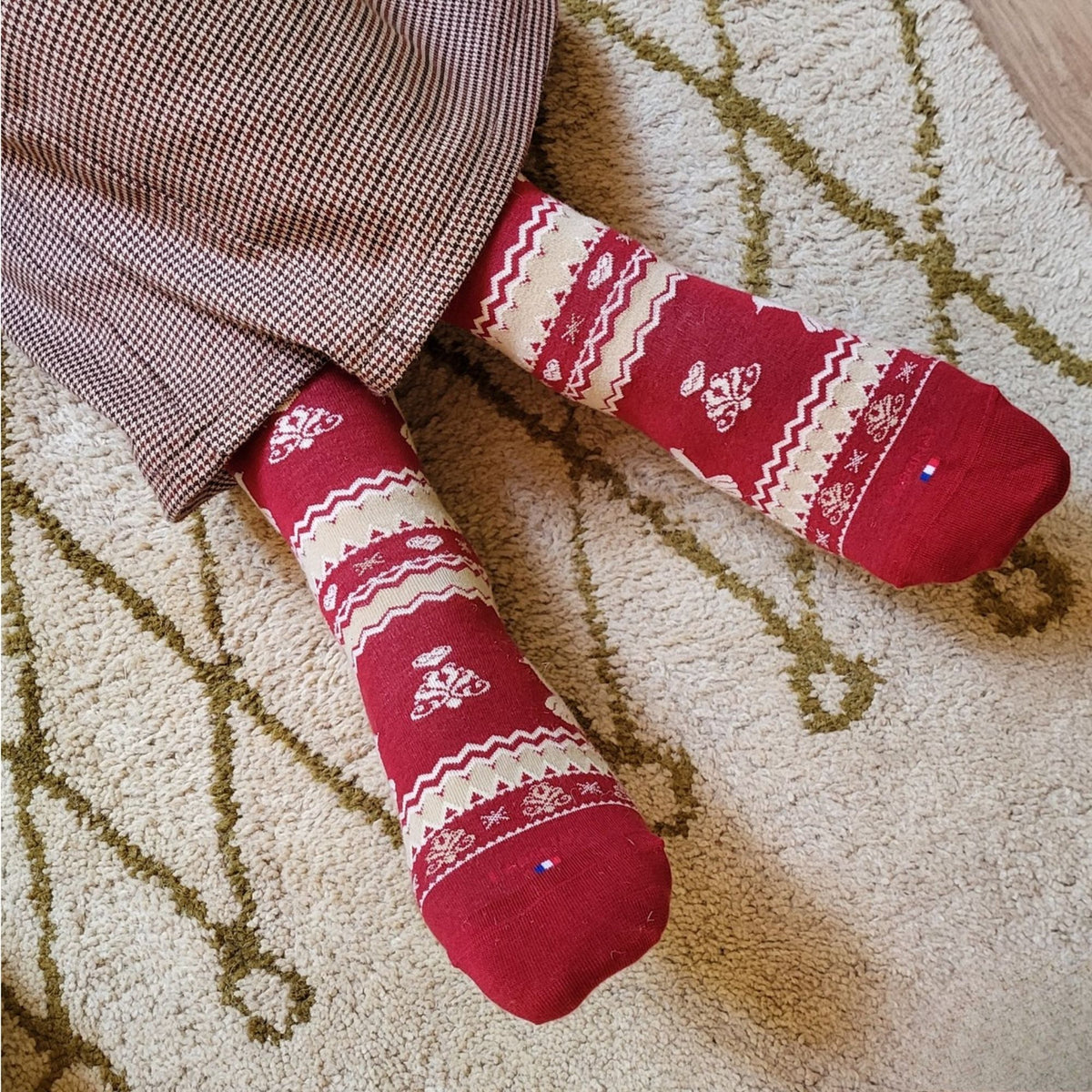 Chaussettes rouge motif oiseau