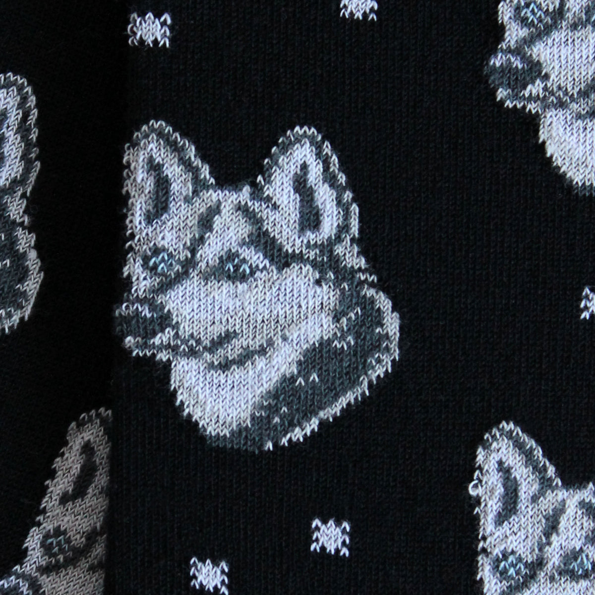 Chaussettes laine noir motif huskys