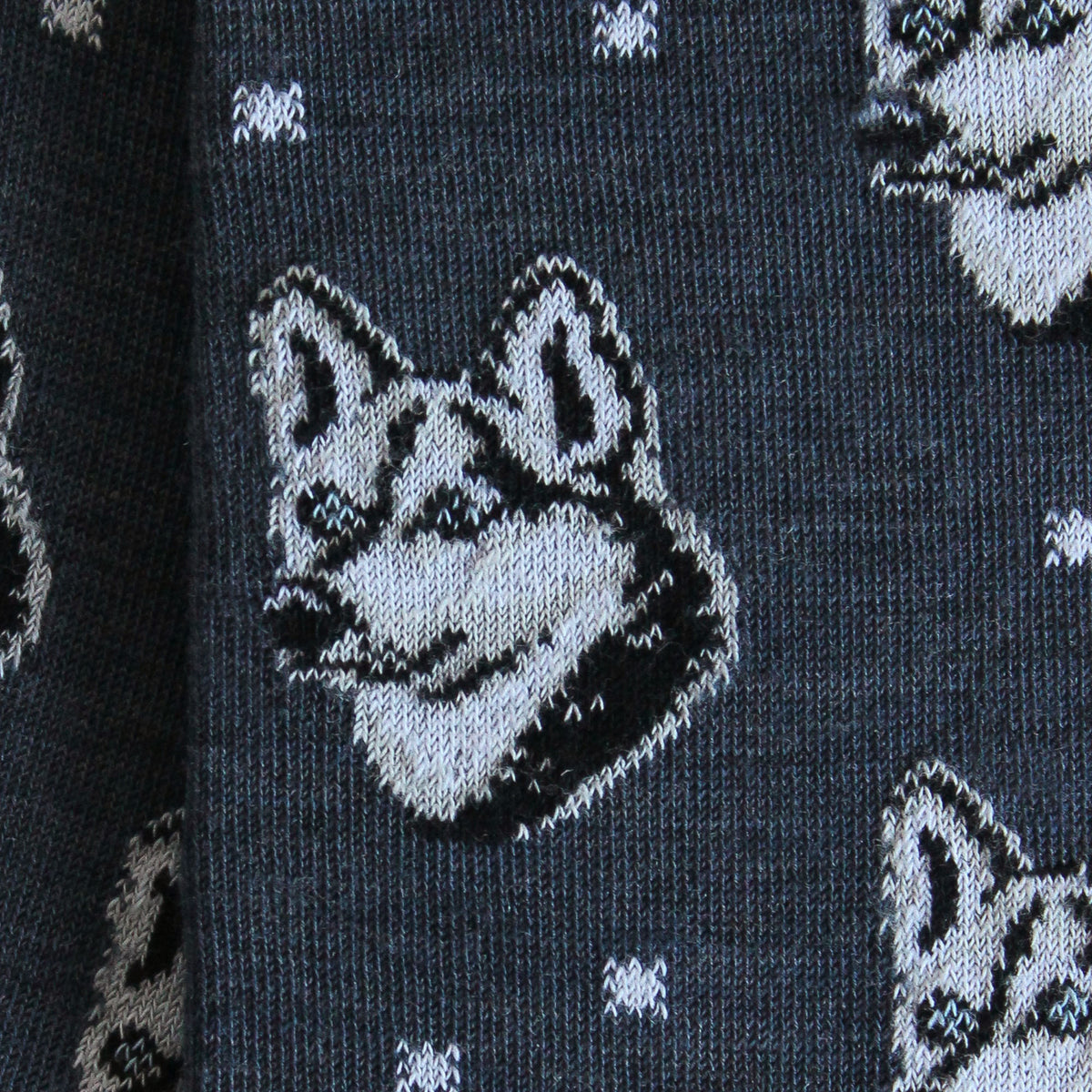Chaussettes laine gris motif huskys