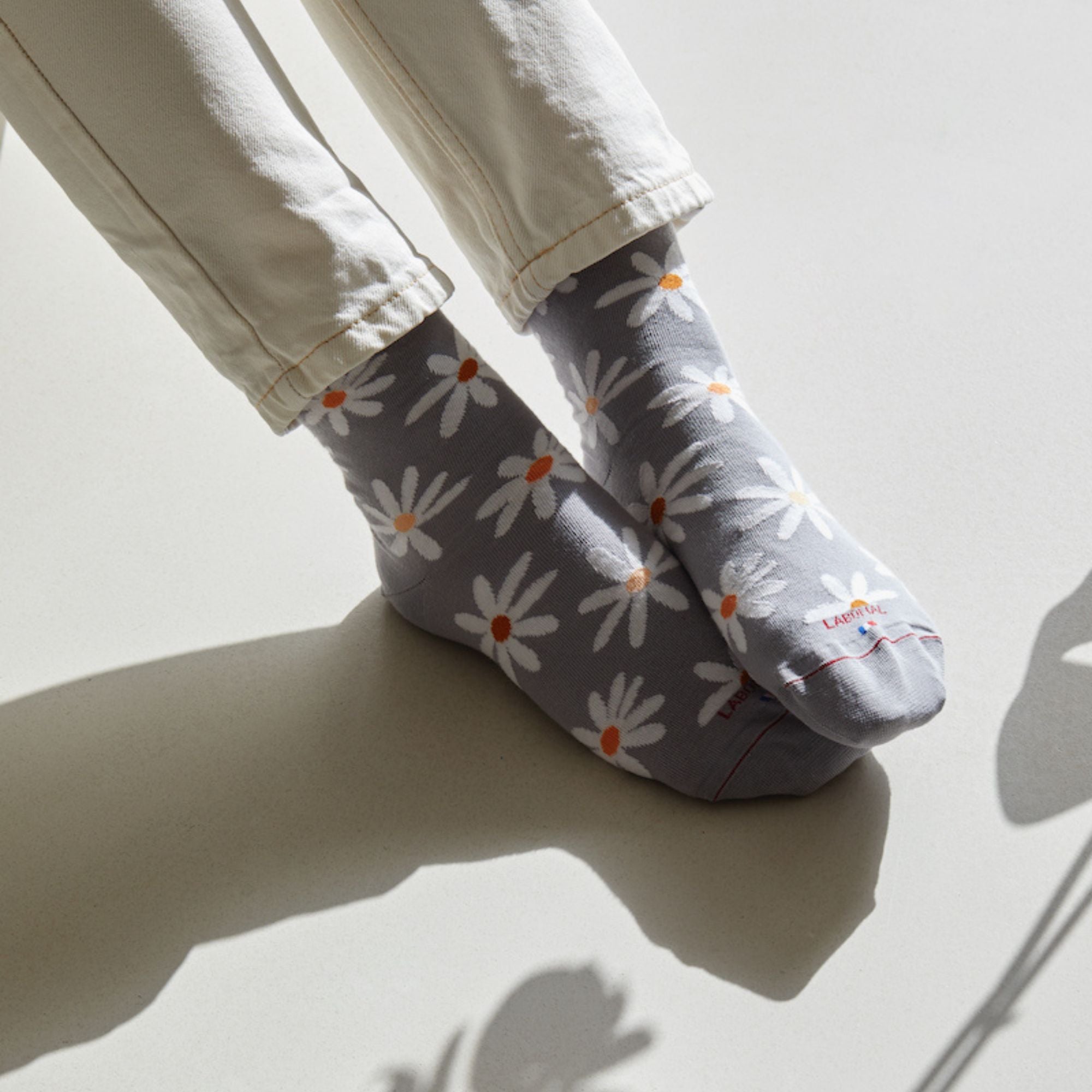 Socquettes en coton Gris medium - Marguerites