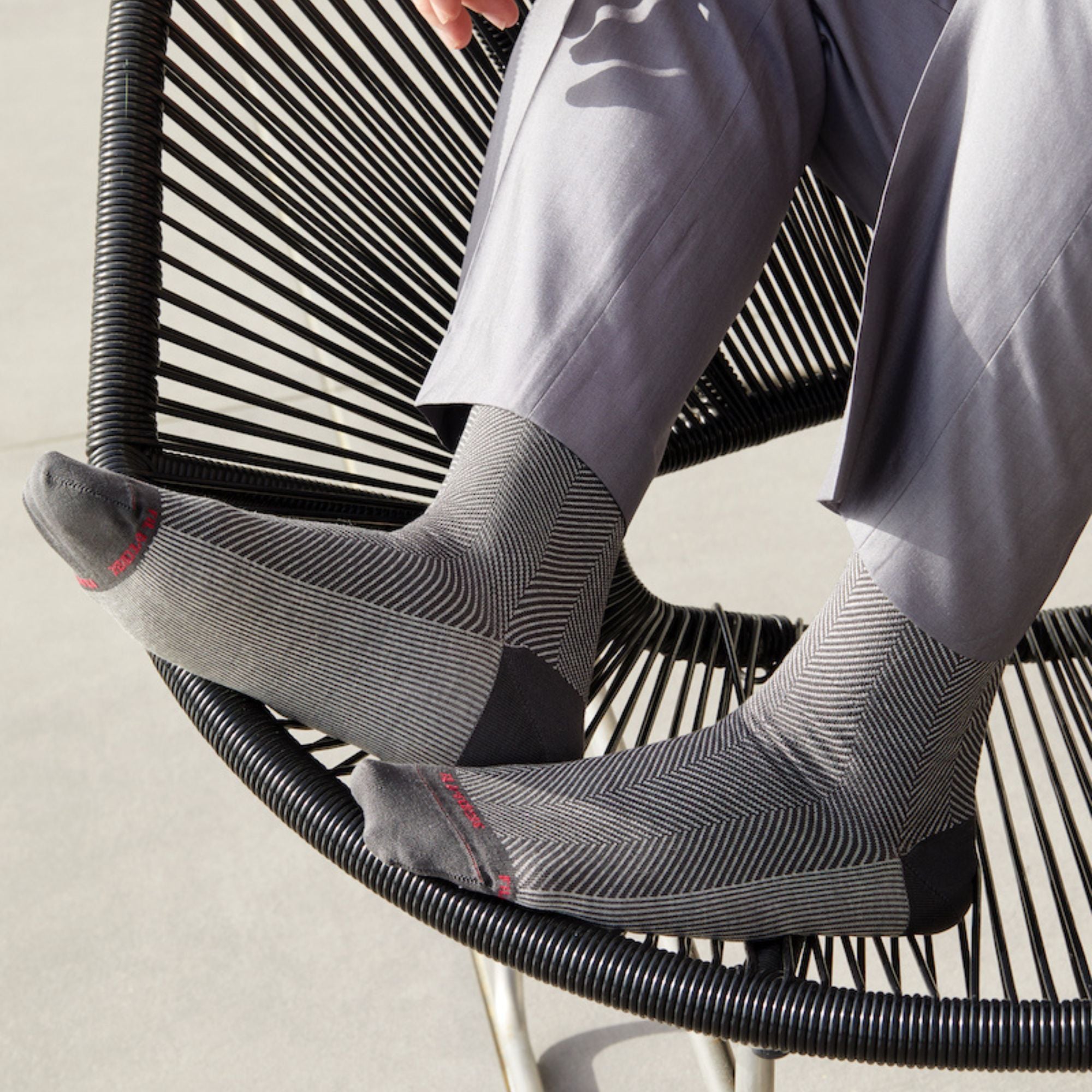 Chaussettes en fil d'écosse Gris - Chevrons