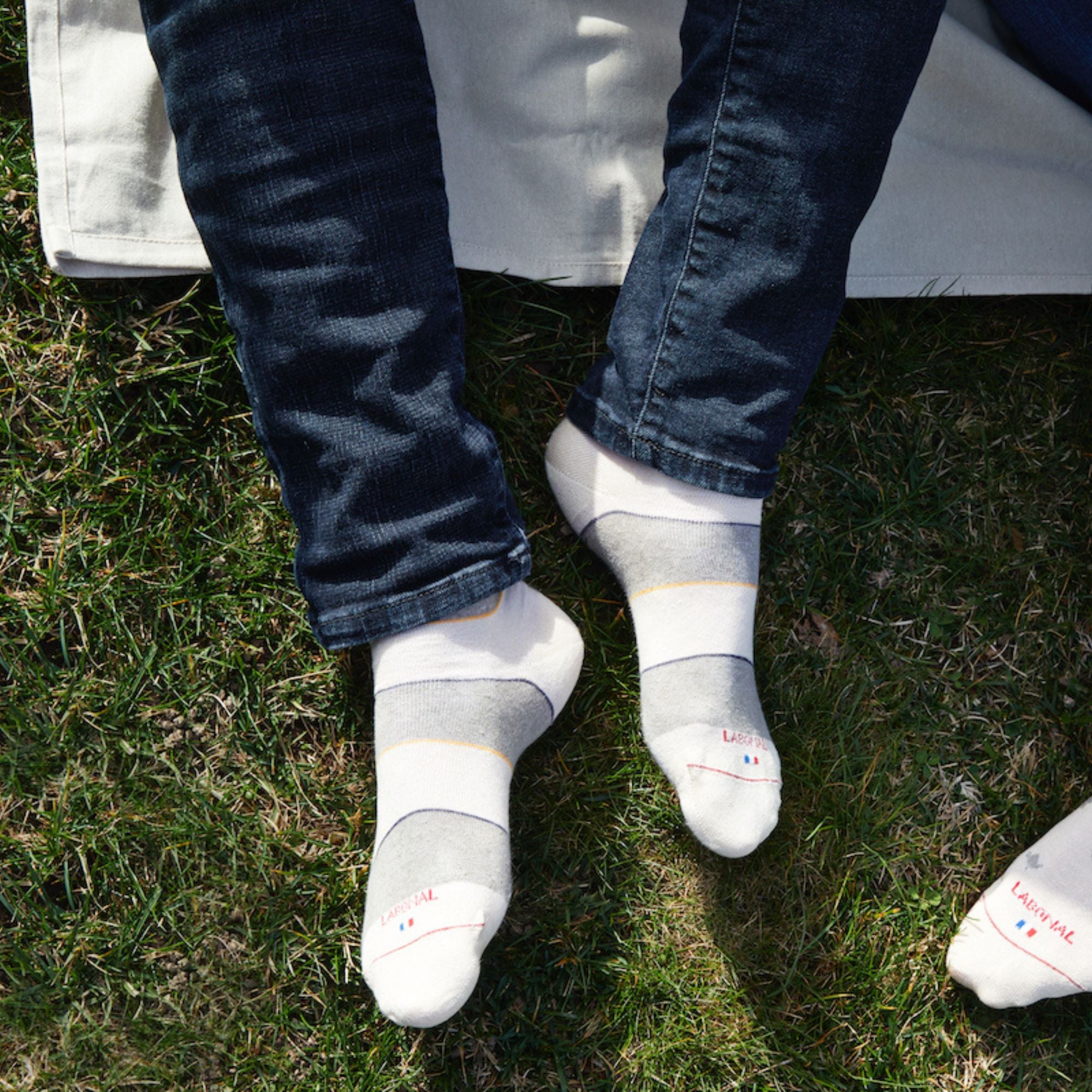 Chaussettes en lin Blanc écru - Rayures