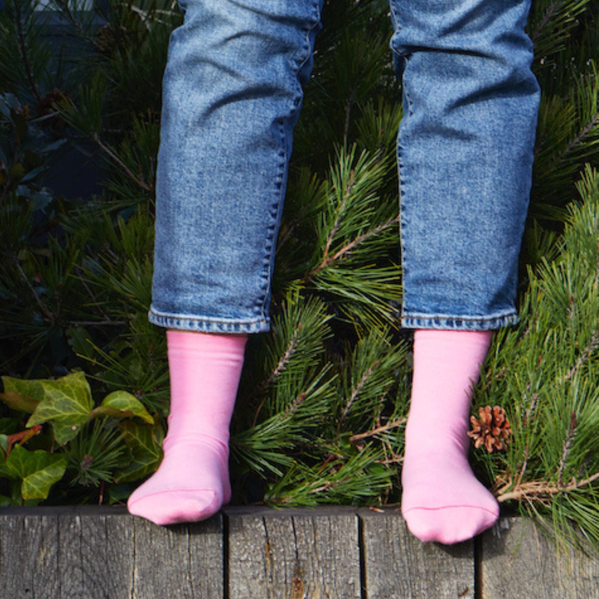 Socquettes en coton rose bonbon - Unies jersey