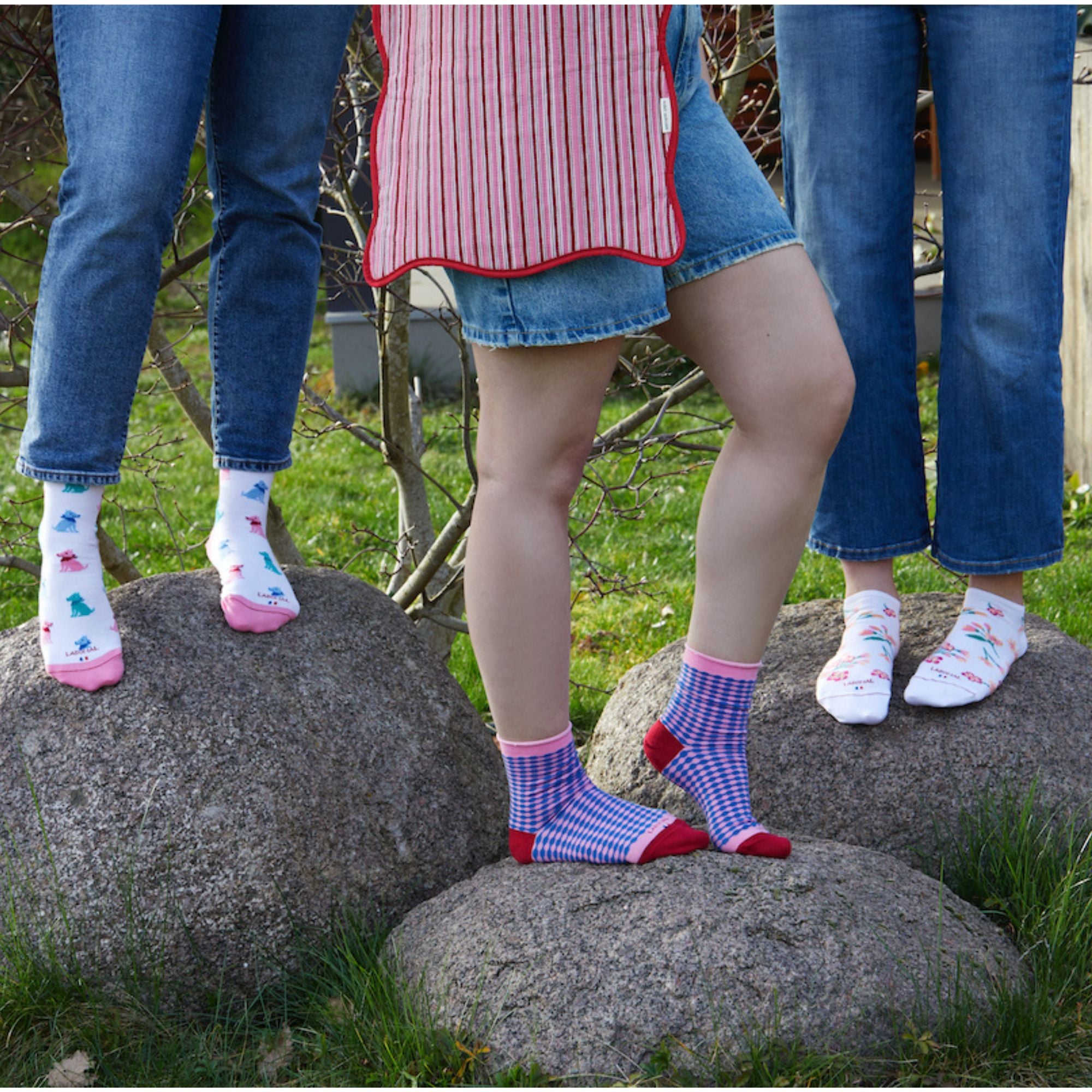 Mini-socquettes en coton Blanc - Fleurs de cerisiers