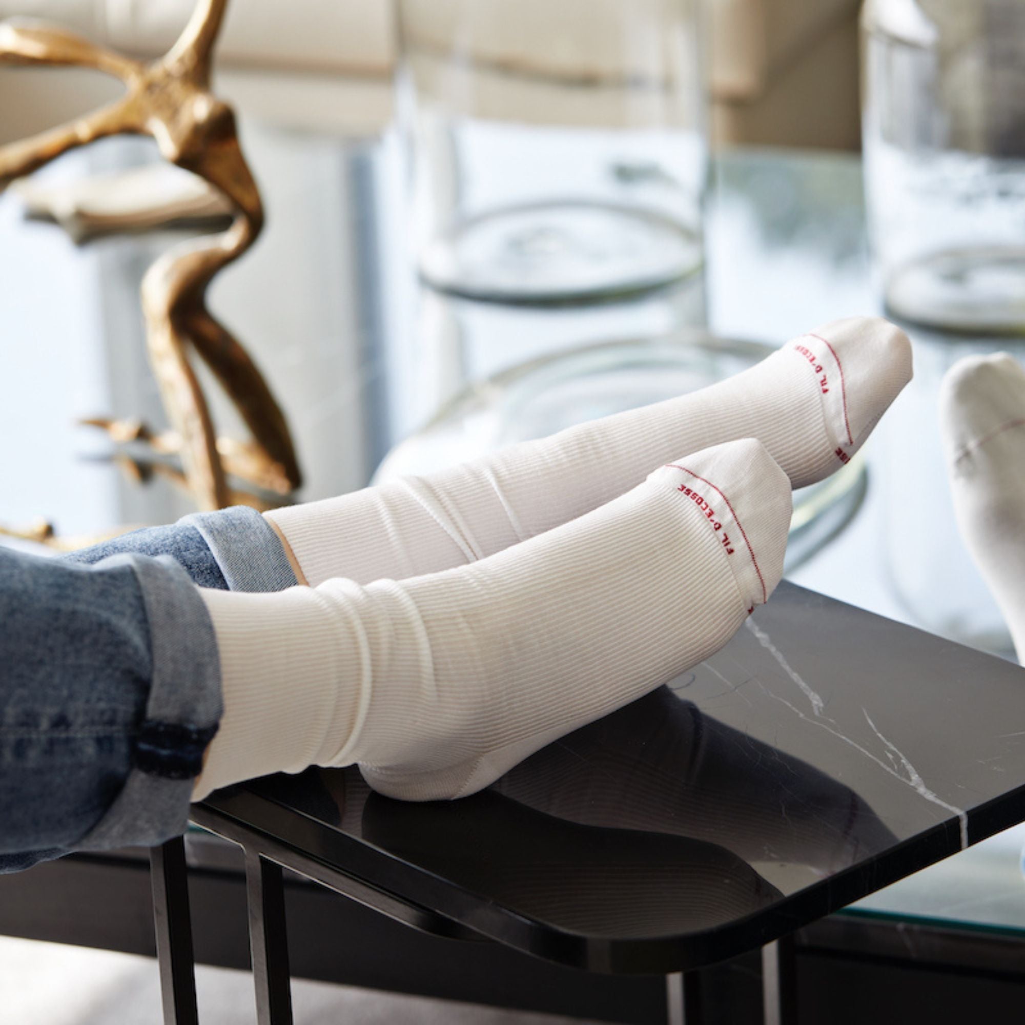 Chaussettes en fil d'écosse non comprimantes Blanc
