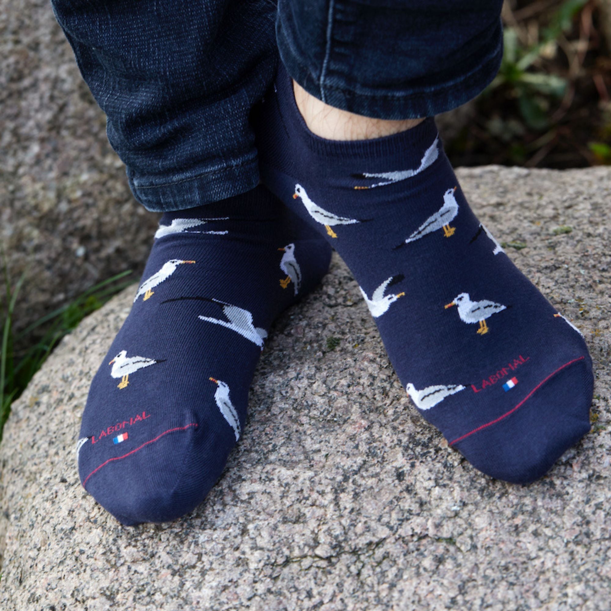 Mini-socquettes en coton Marine - Mouettes