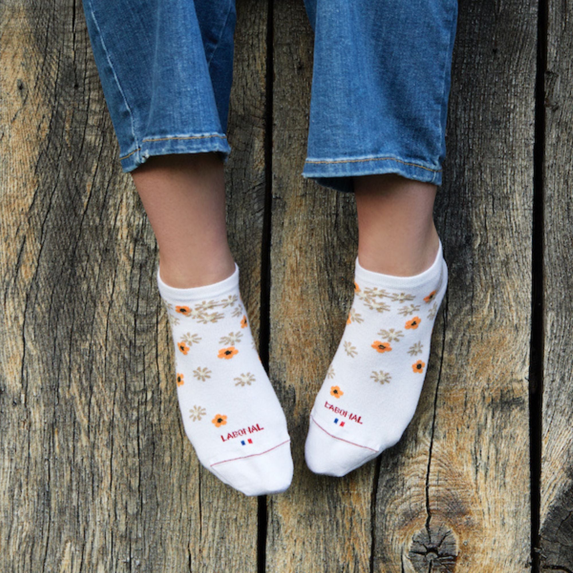 Mini-socquettes en bambou Blanc - Fleurs