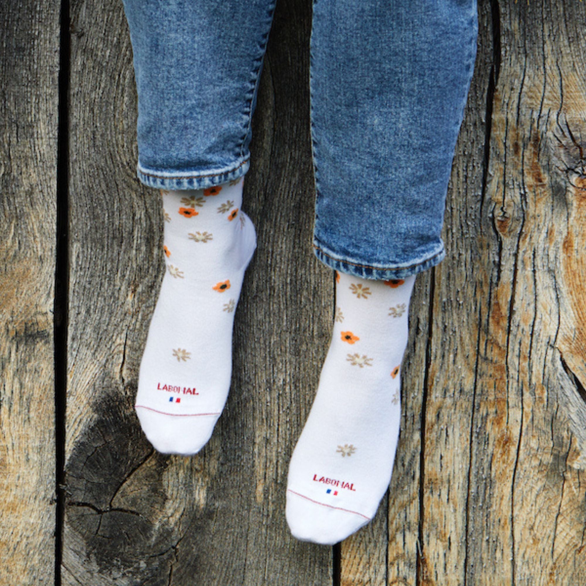 Socquettes en bambou Blanc - Semis fleurs