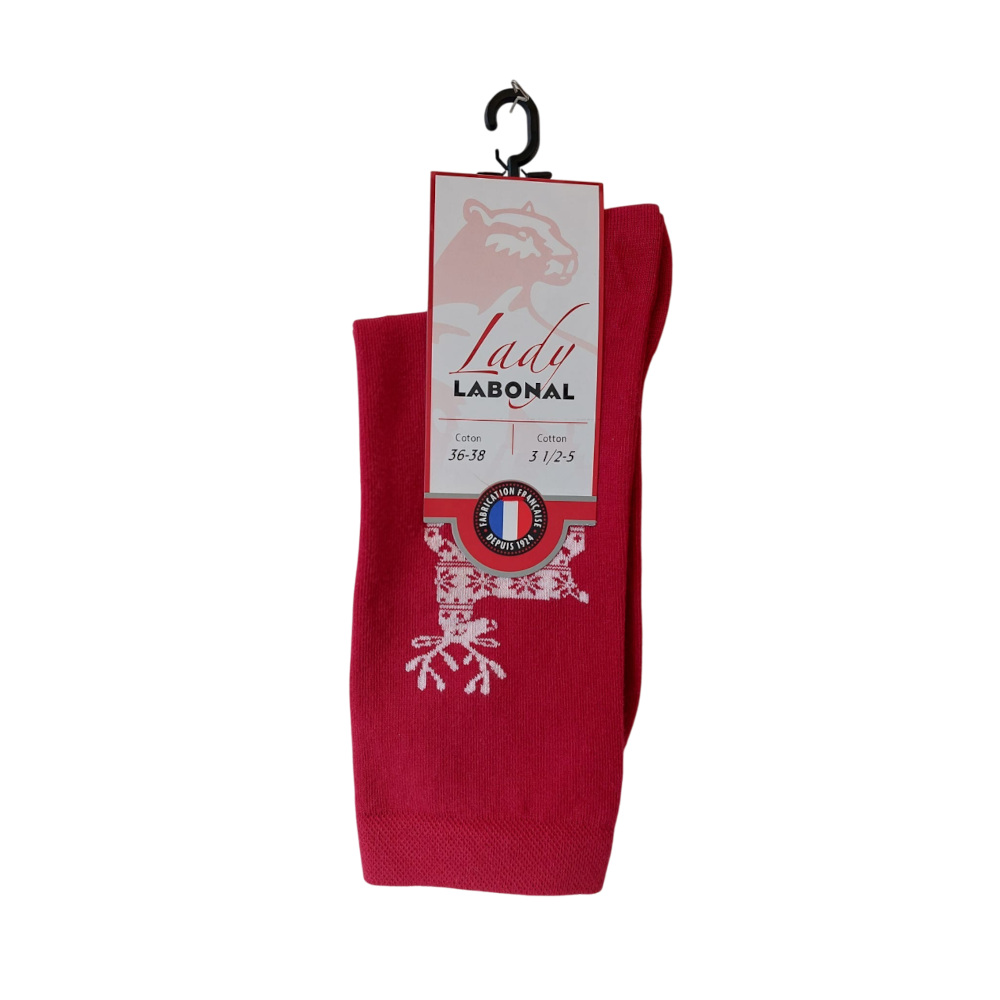Chaussettes de Noël pour femme en coton Rouge - Motif Renne
