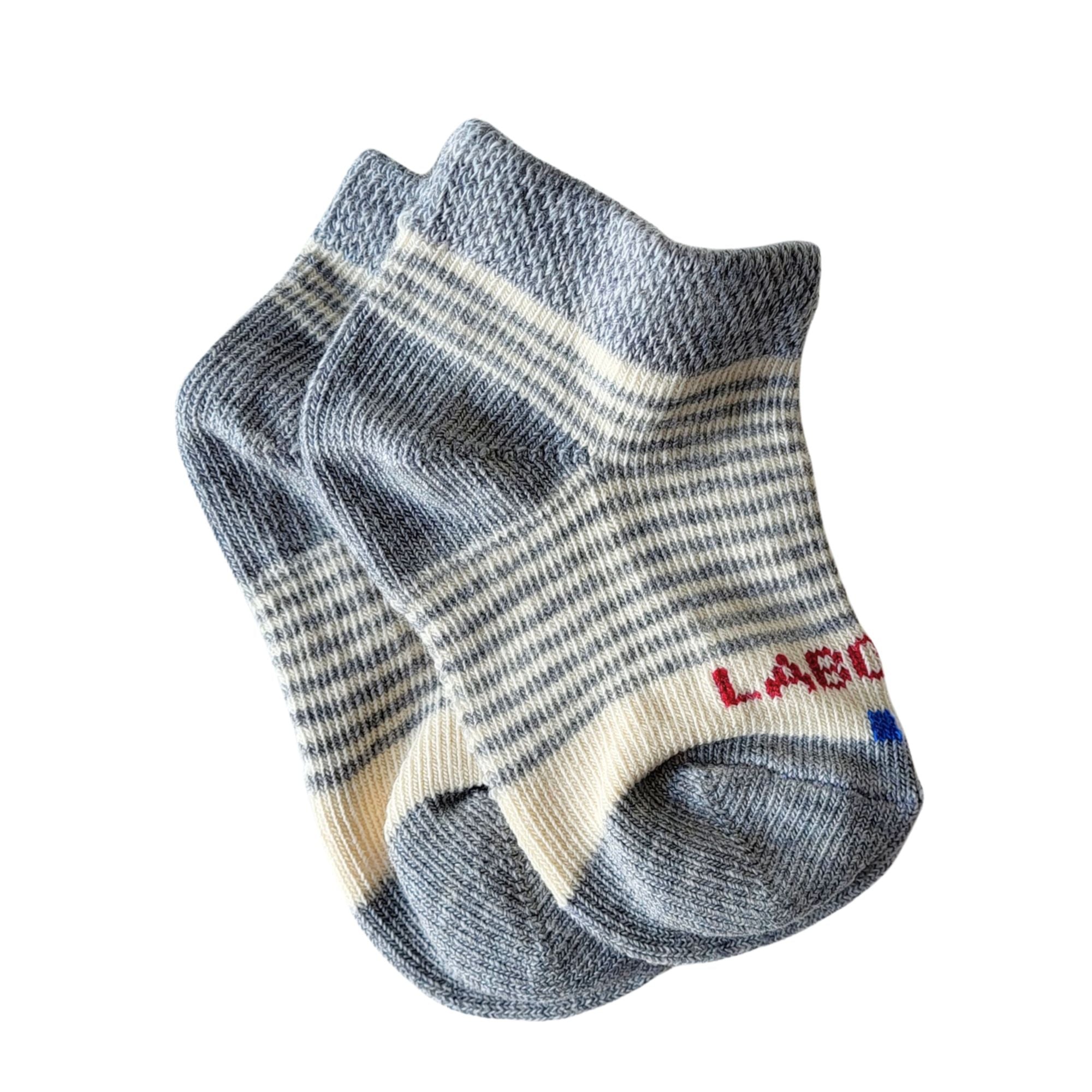 Chaussettes coton gris rayures bébé