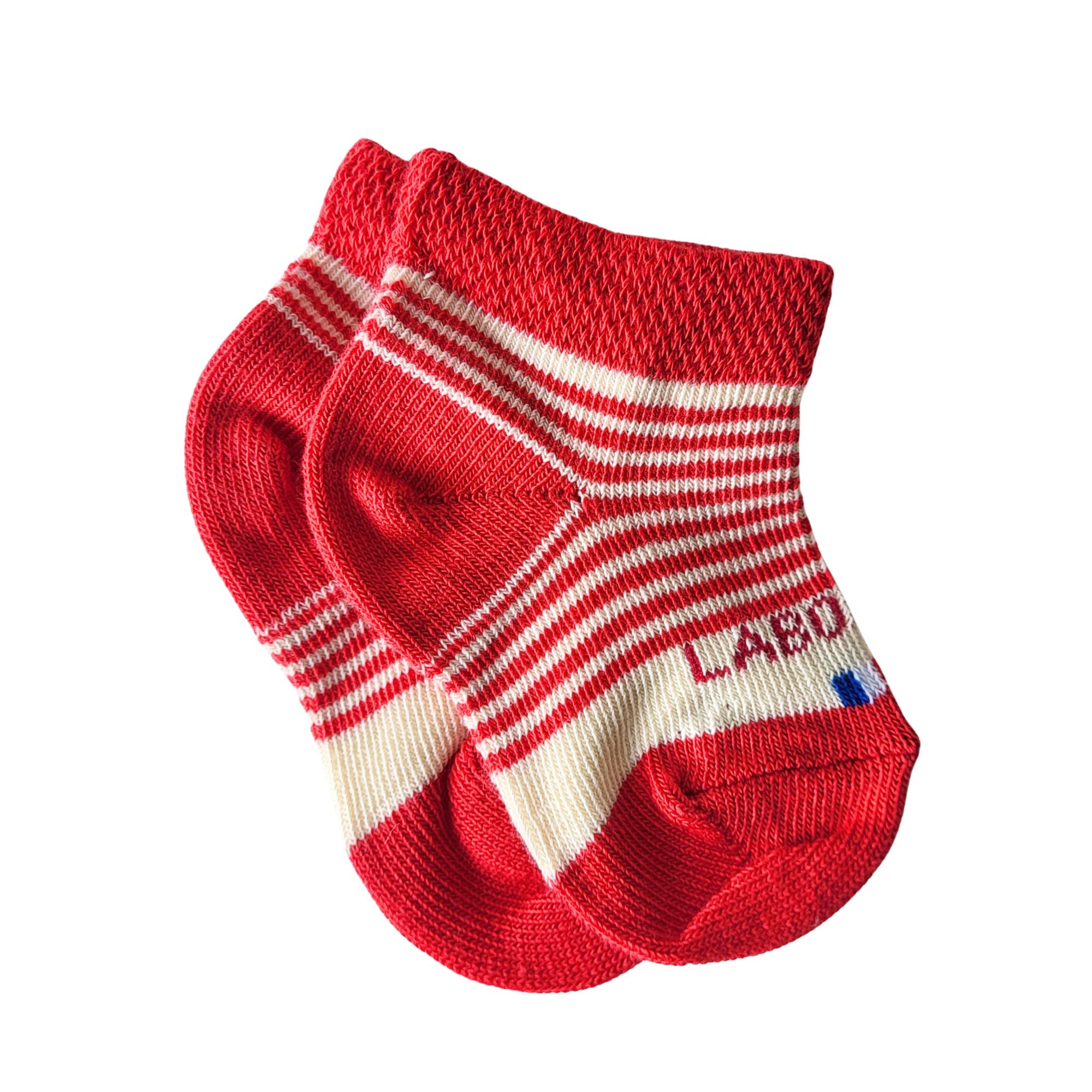 Chaussettes coton rouge rayures bébé