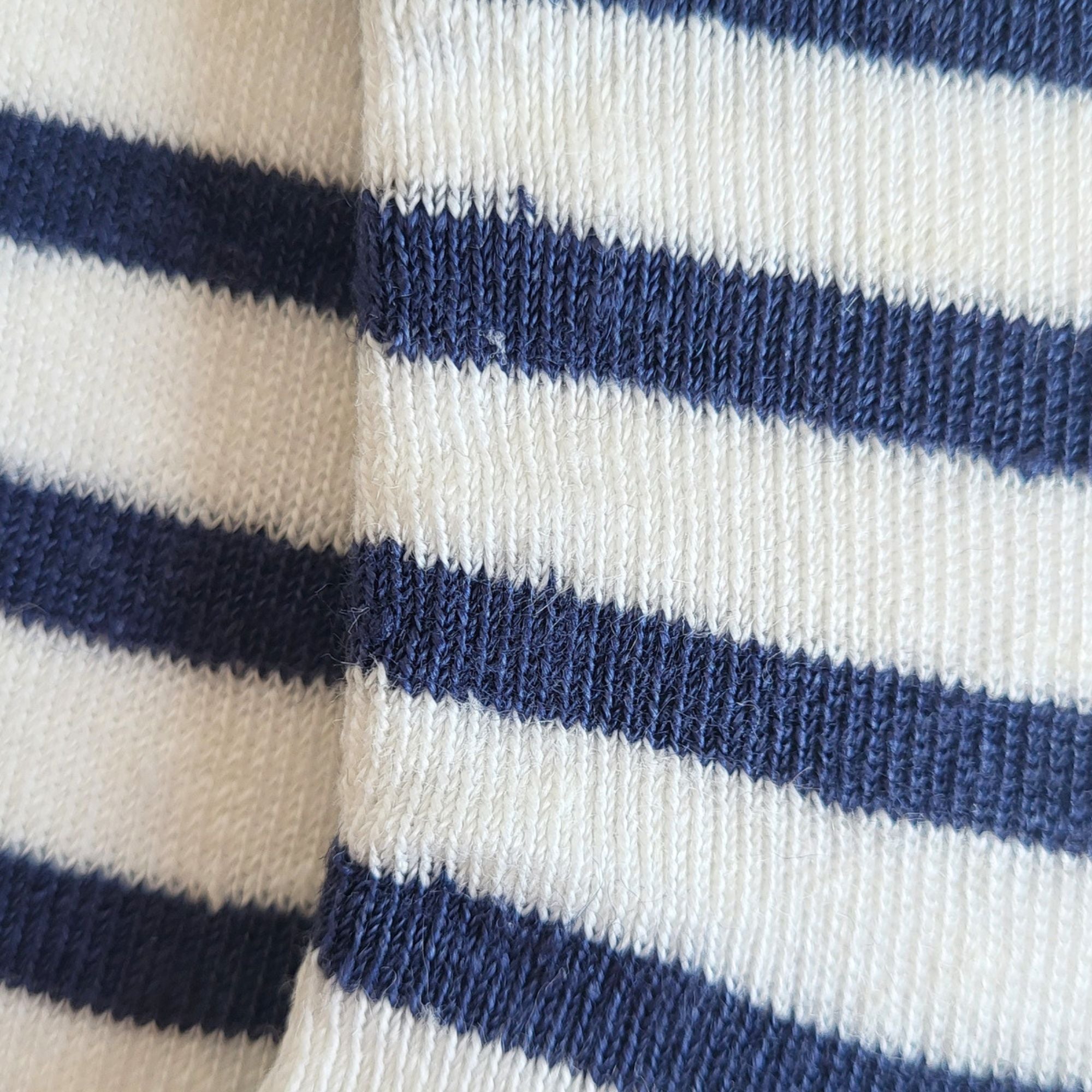 Chaussettes en lin rayé blanc marine homme
