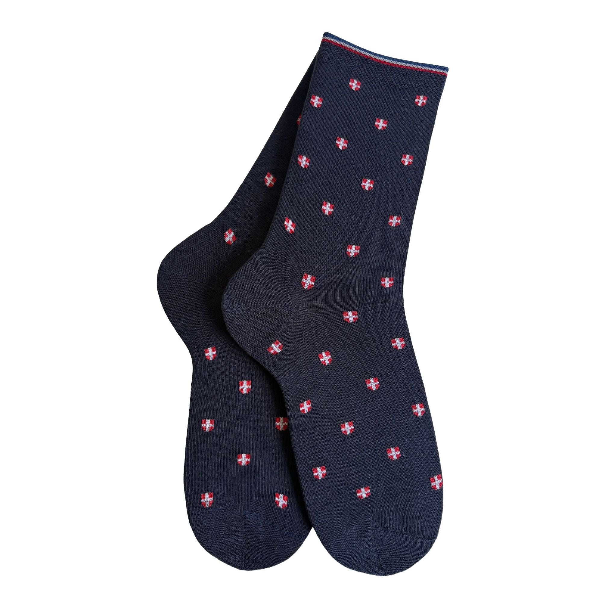 Chaussettes coton marine croix de savoie femme