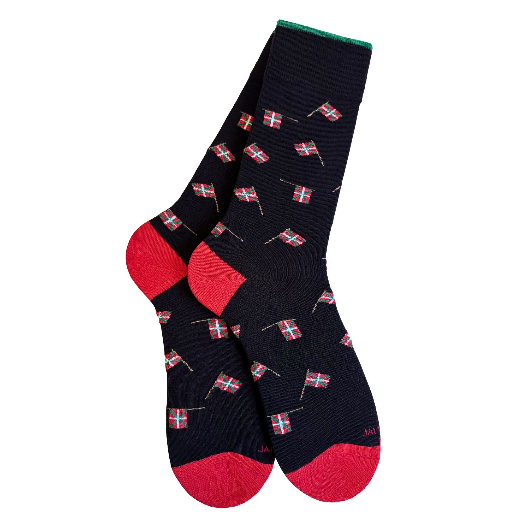 Chaussettes coton noir drapeau basque homme
