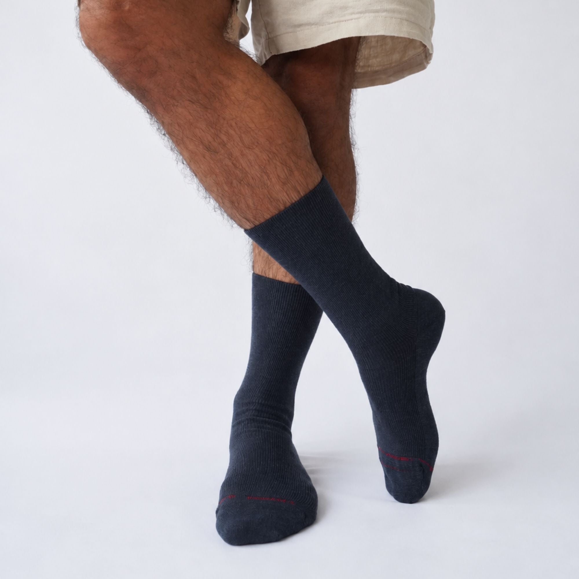Chaussettes Unies jersey laine mérinos et intérieur coton Marine