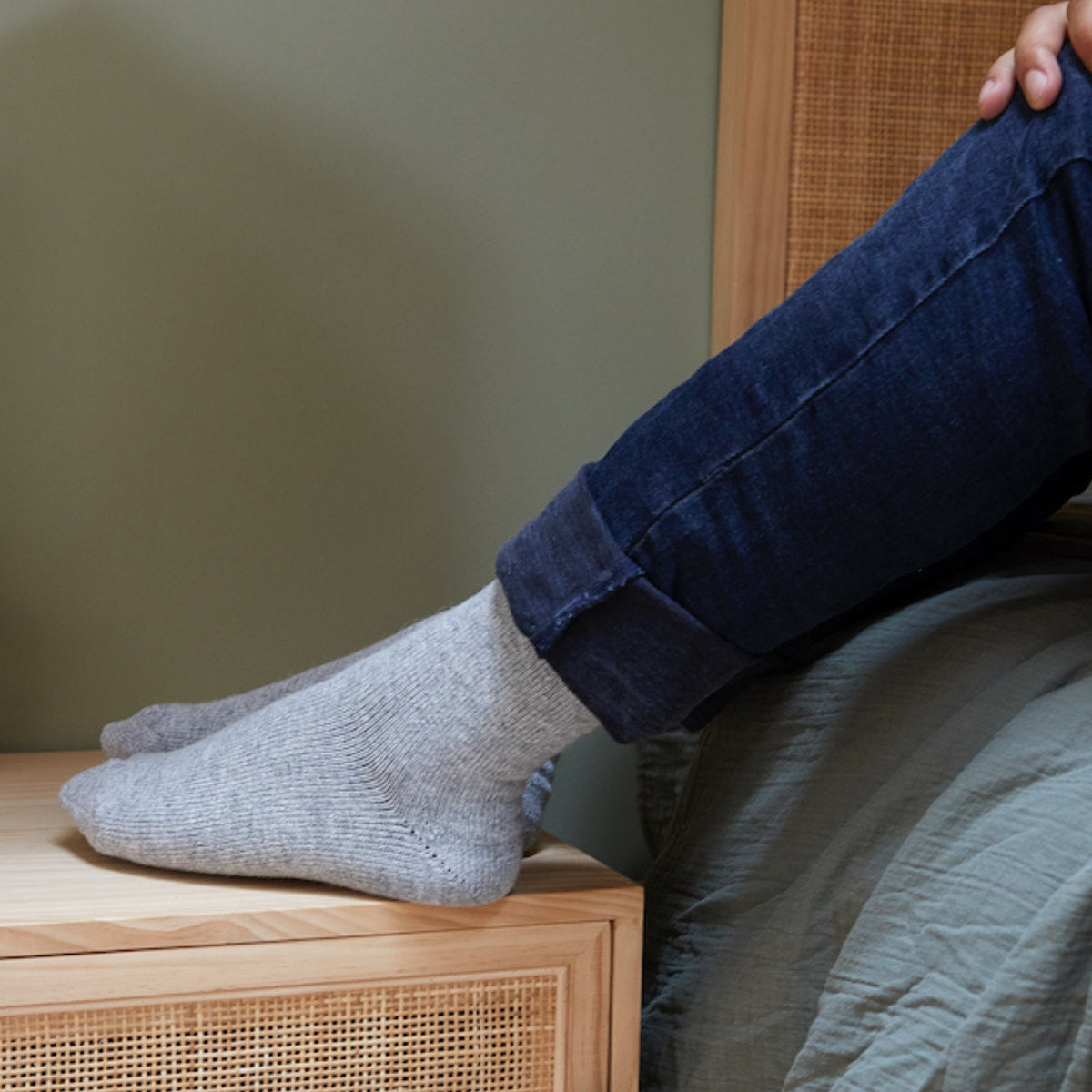 Chaussettes en laine et cachemire Gris - Unies jersey