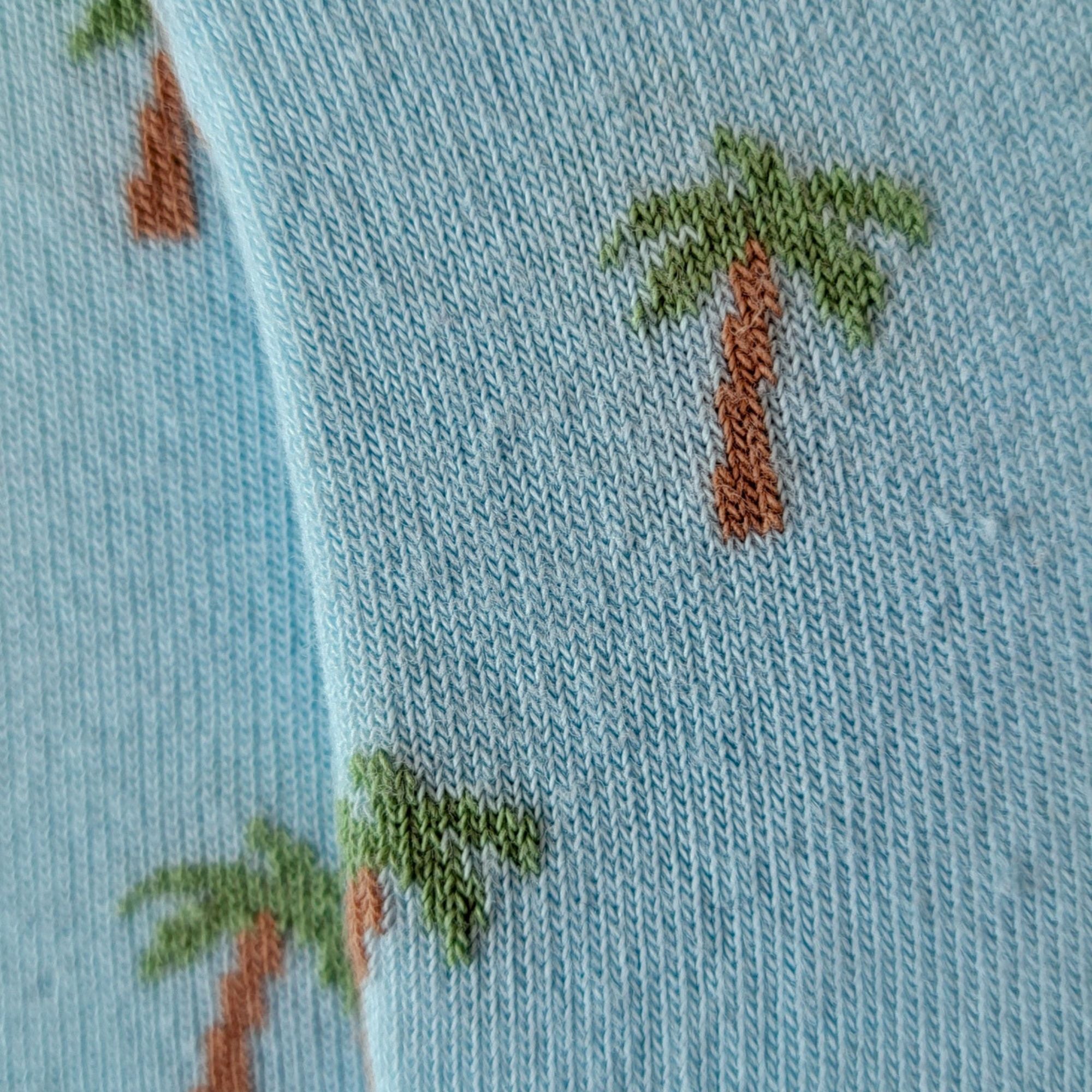 Mini-socquettes bleu motifs palmiers