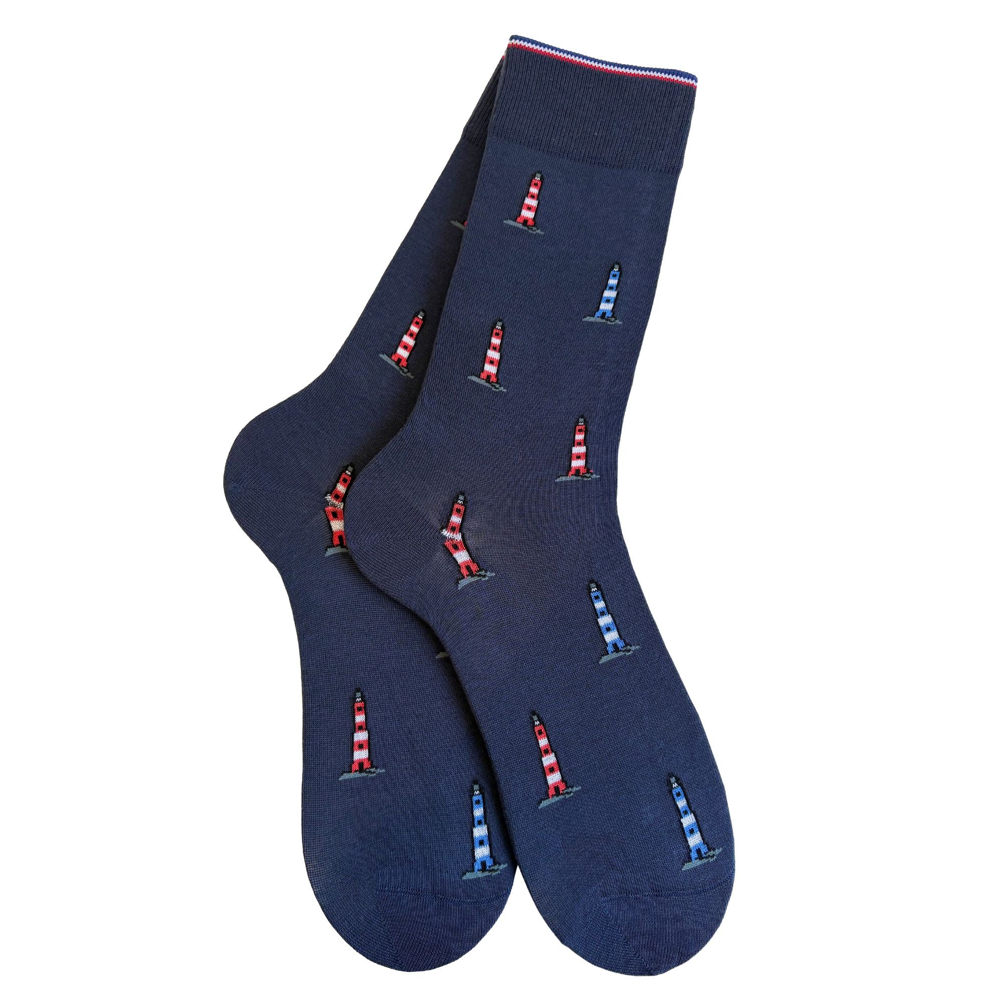 Chaussettes coton bleu marine phares homme