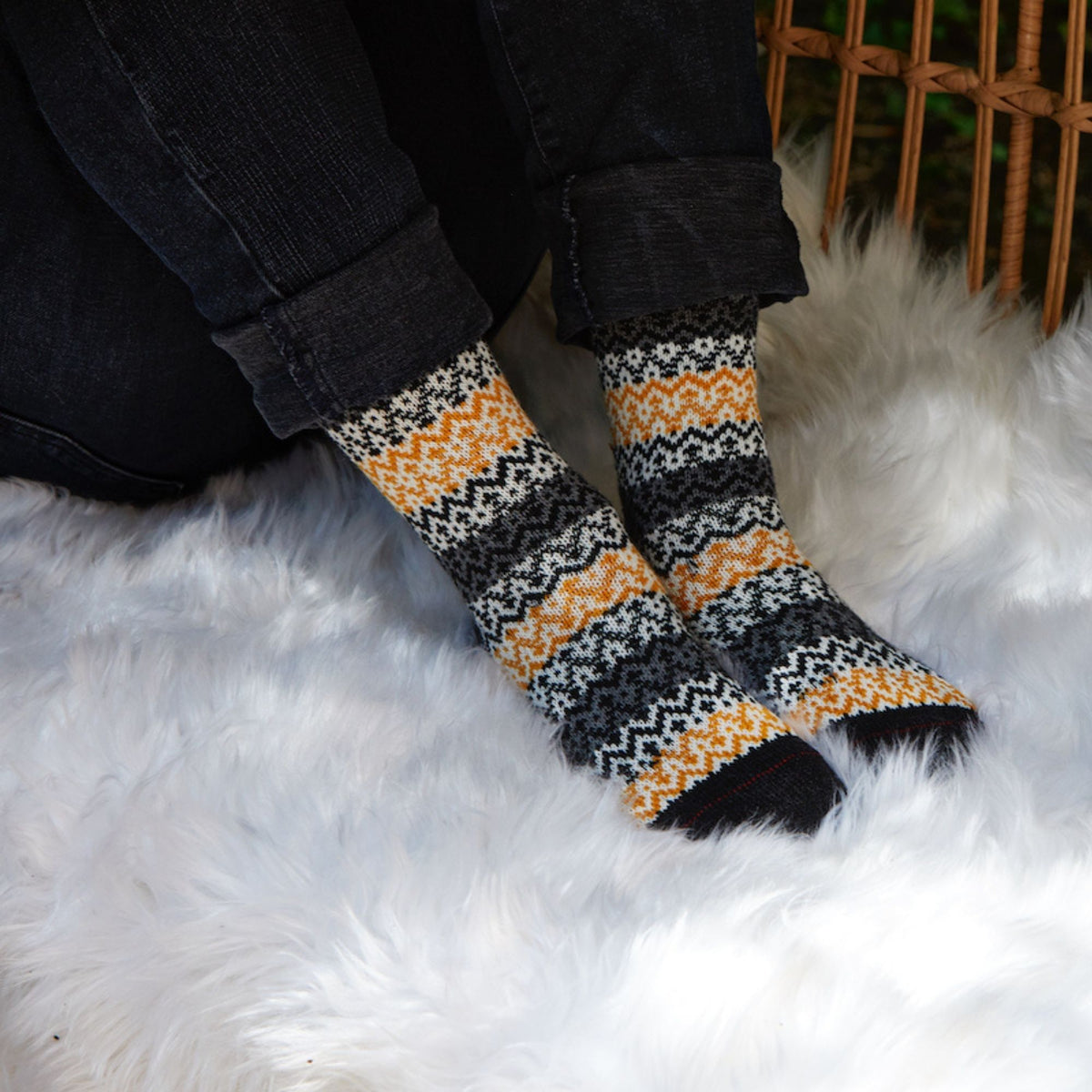 Chaussettes en laine mérinos colorées épaisses Anthracite - Norvégiennes