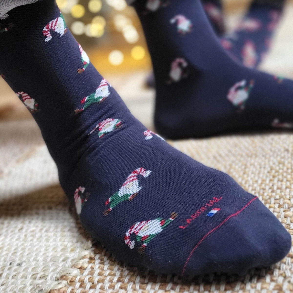 Chaussettes coton bleu motif lutins