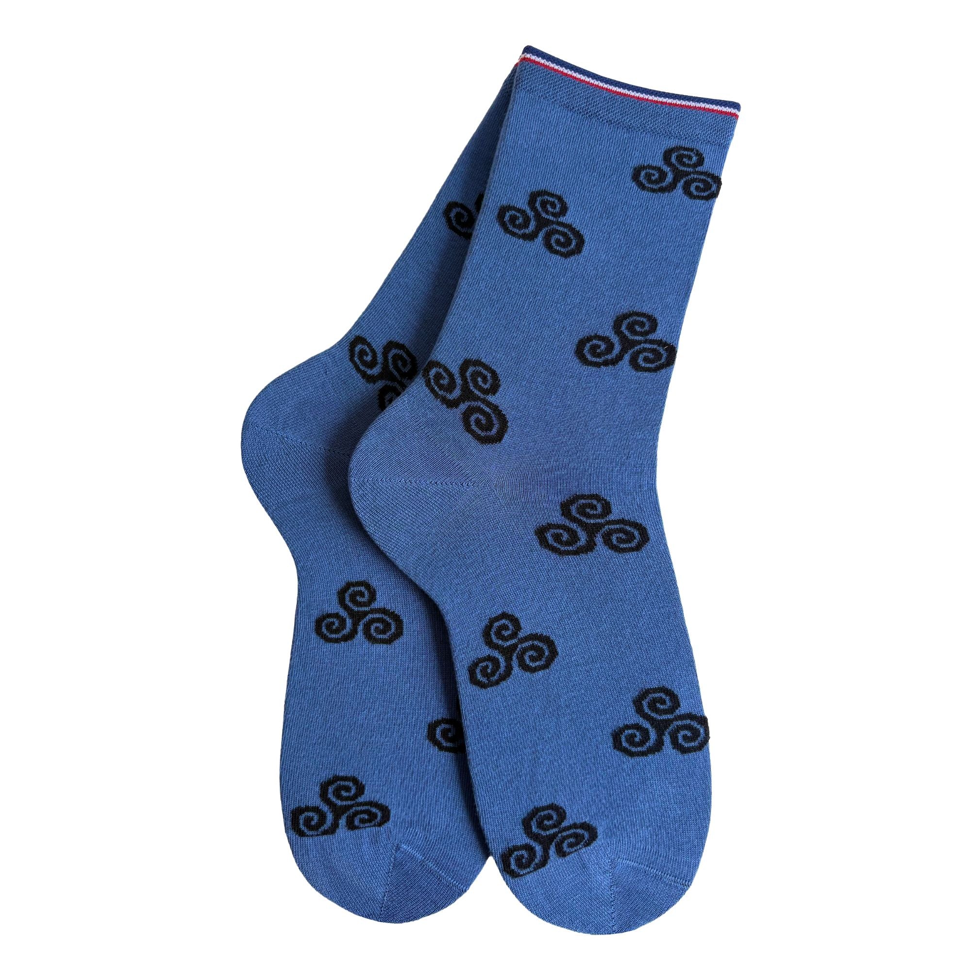 Chaussettes coton bleu triskell femme
