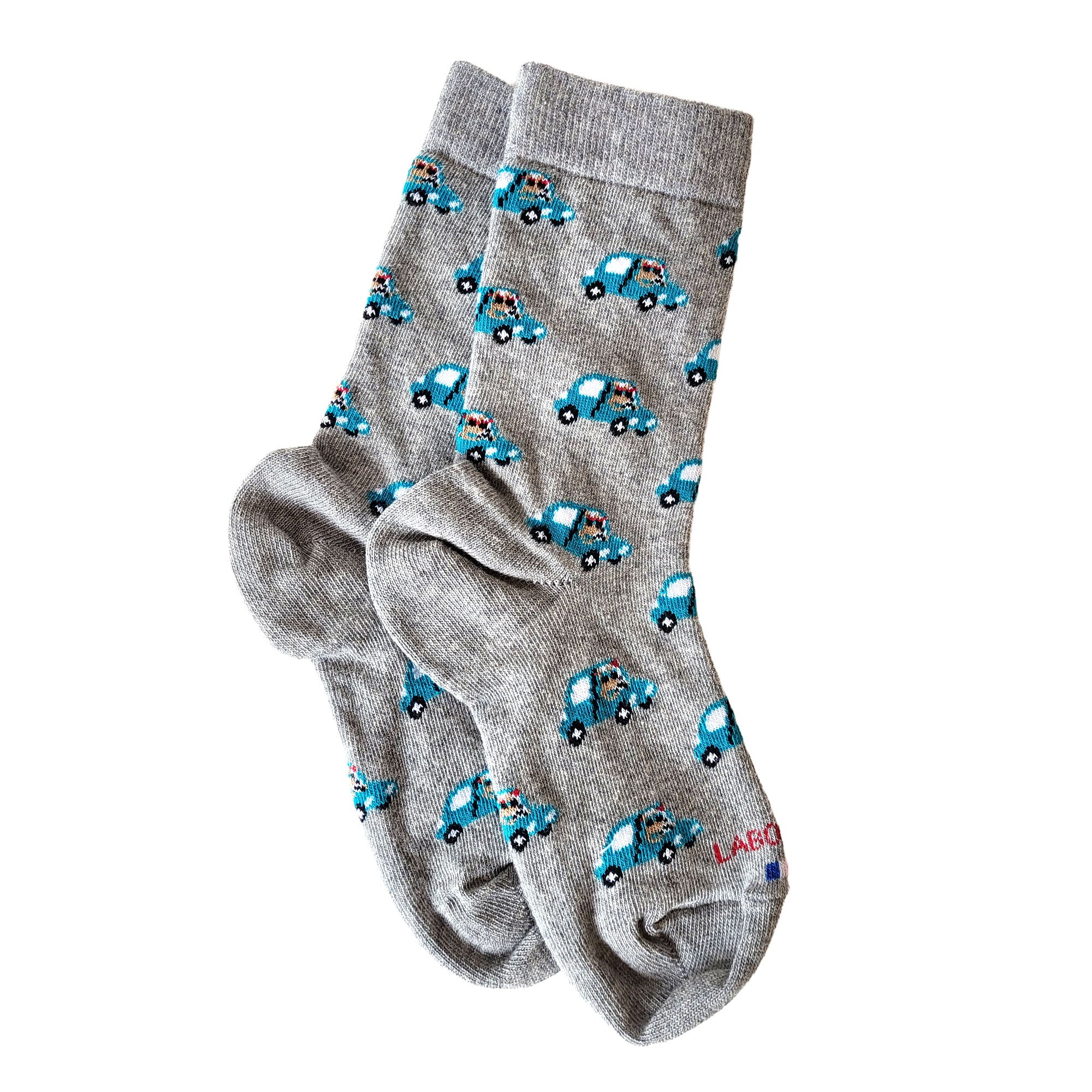 Chaussettes coton gris voitures enfant