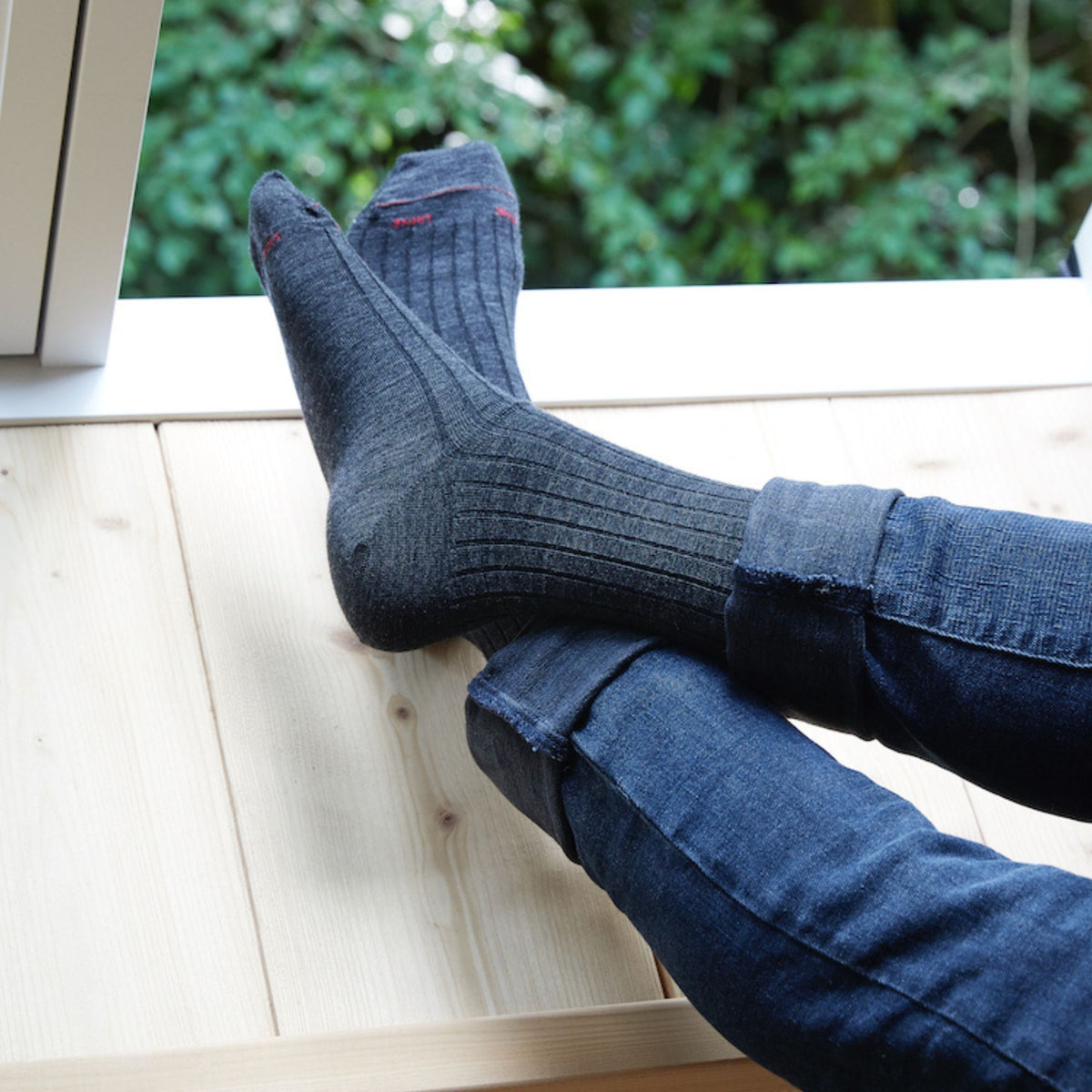 Chaussettes en laine mérinos Anthracite - À Côtes