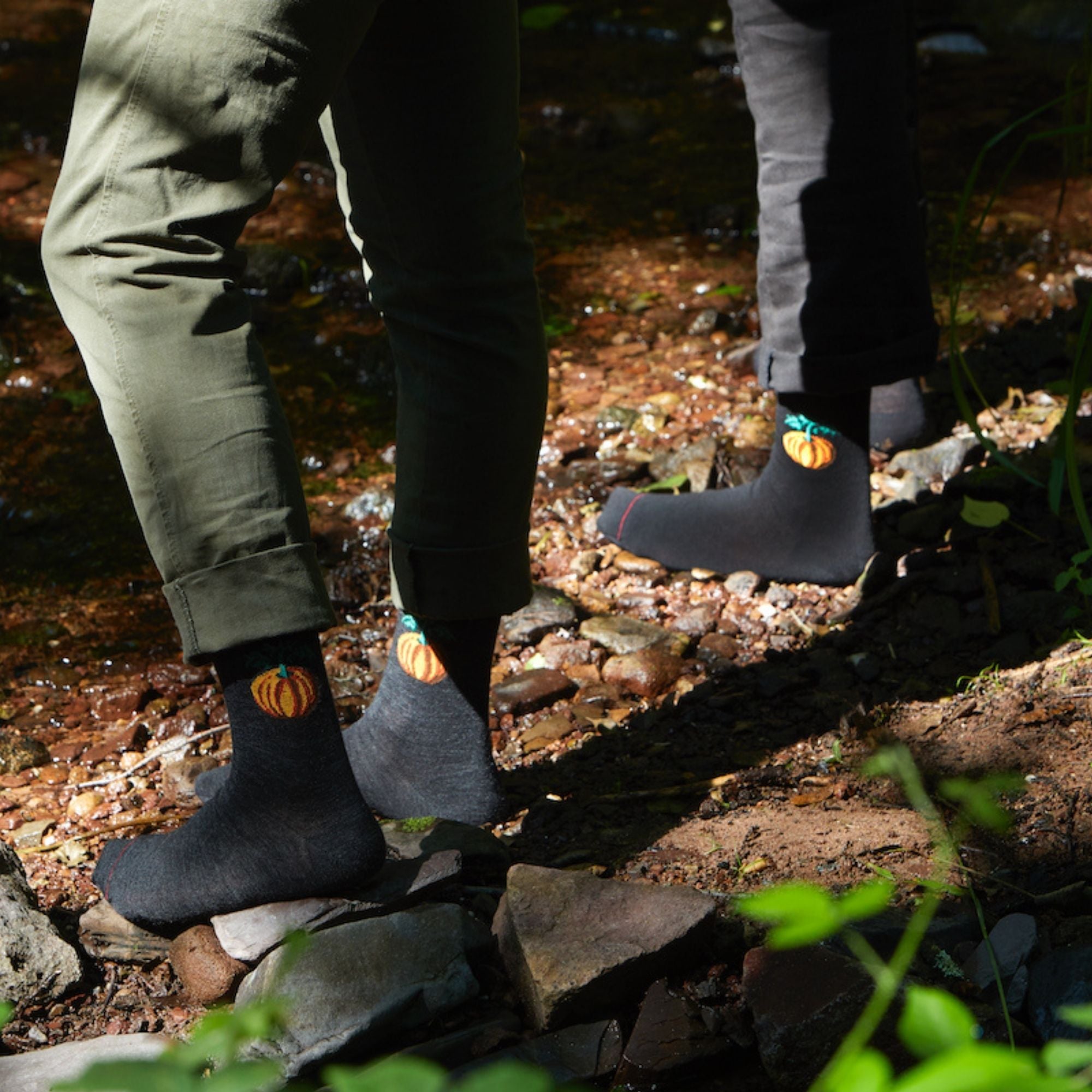 Chaussettes laine noir citrouille