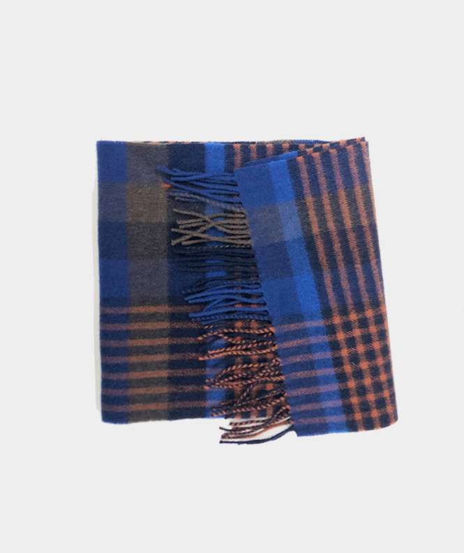 Echarpe à motif laine bleu