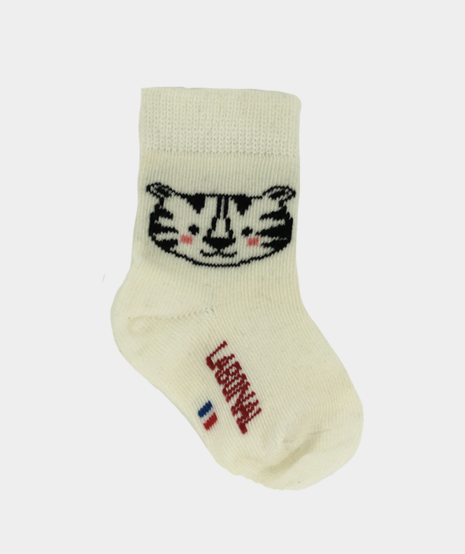 Mi-chaussettes chat viscose Beige