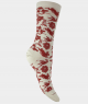 Mi-chaussettes toile de jouy animaux et fleurs Laine Blanc