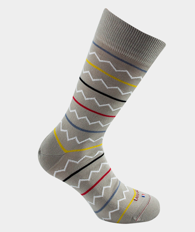 Chaussettes rayure triangles Coton Gris