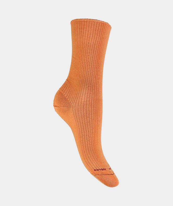 Mi-chaussette unie côtes 3x1 Orange